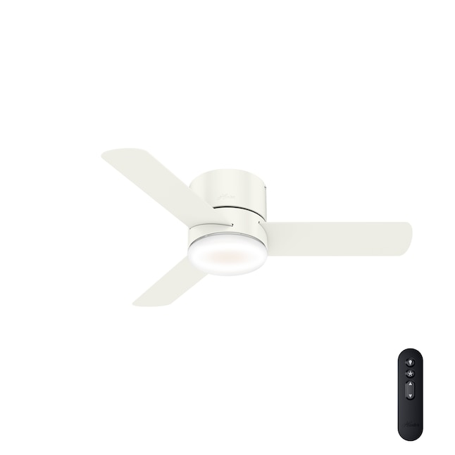 Hunter Minimus Super Low Profile 44 In Fresh White Led Indoor Flush Mount Ceiling Fan With Light Remote 3 Blade The Fans Department At Com - Hunter Dempsey Low Profile 44 Ceiling Fan With 3000k Led Light