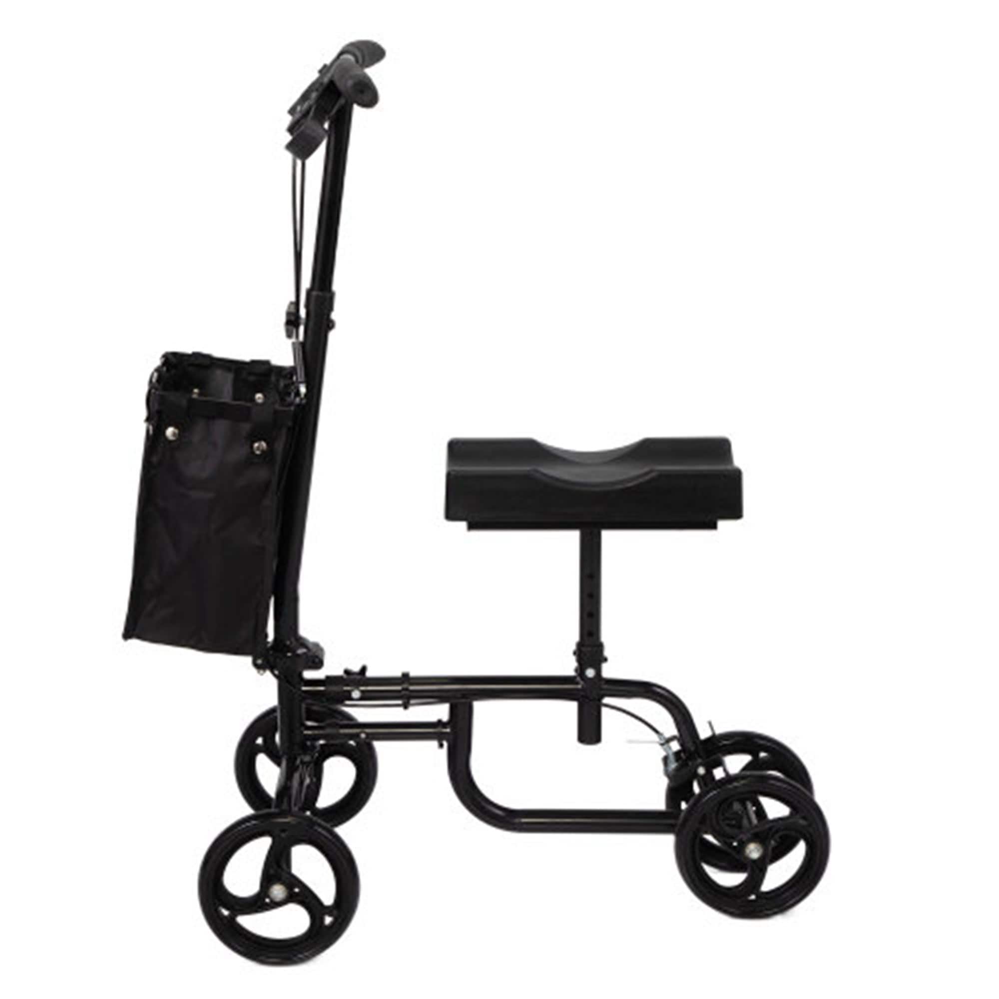 Runesay HBSCT04-09 Black Folding Knee Scooter, Steerable Leg Walker with Bag and Dual Braking System