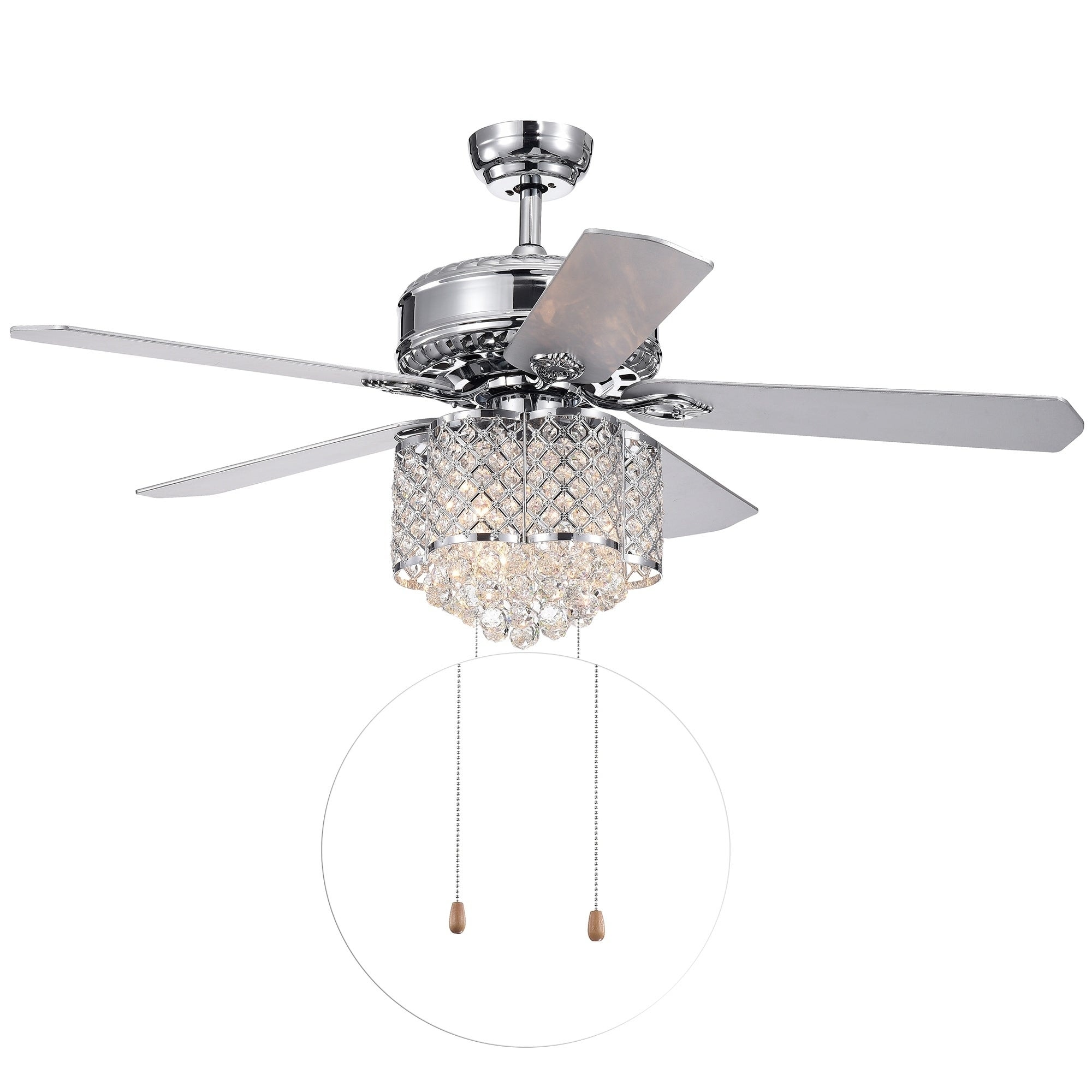 Home Accessories Inc CFL-8316CH 52-in Chrome with Silver/White maple Blades Chandelier Ceiling Fan With Light ( 5 -Blade )