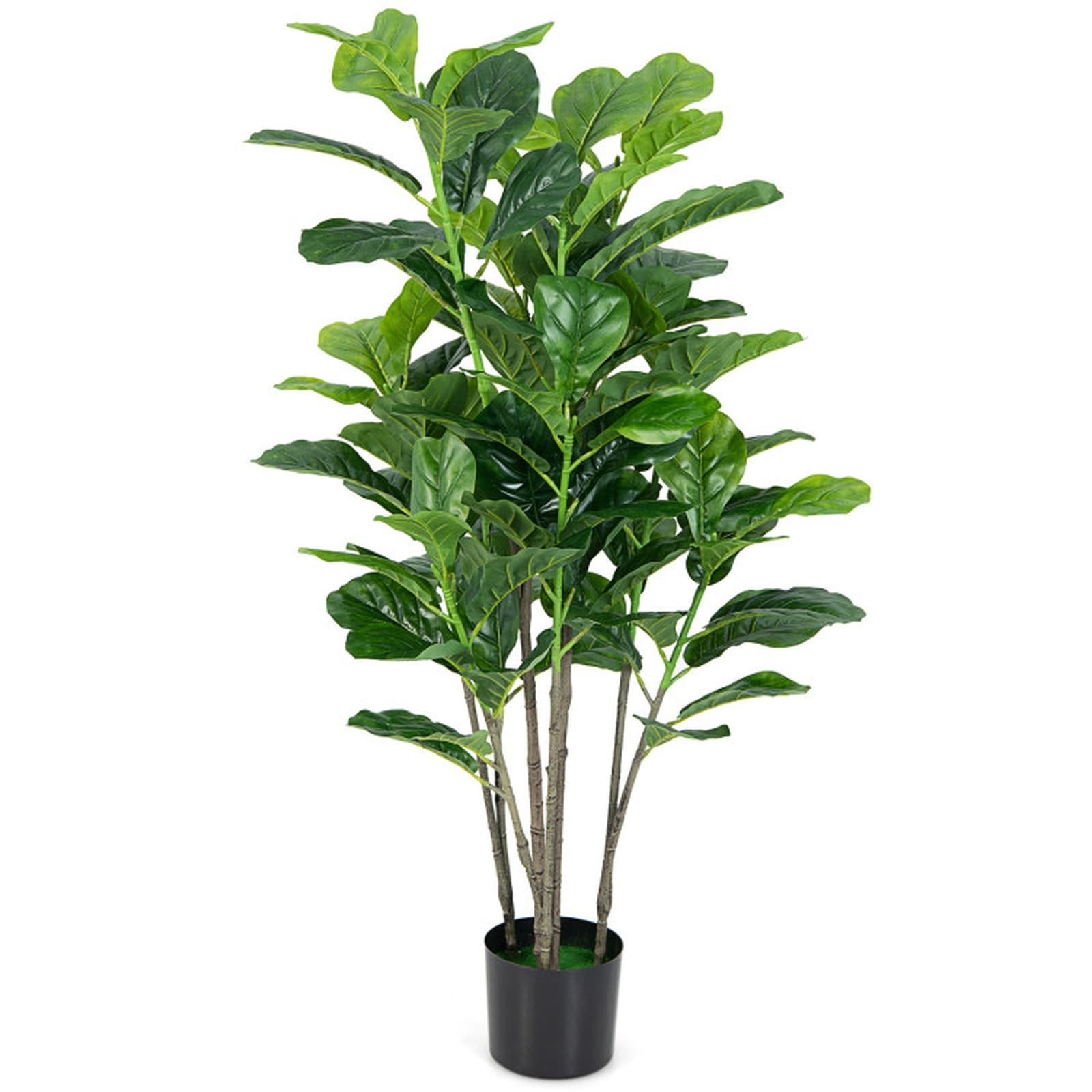 SUGIFT - Set of 2 51-in H Artificial Fiddle Leaf Fig Trees with 100 Large PEVA Leaves Sturdy PE B...