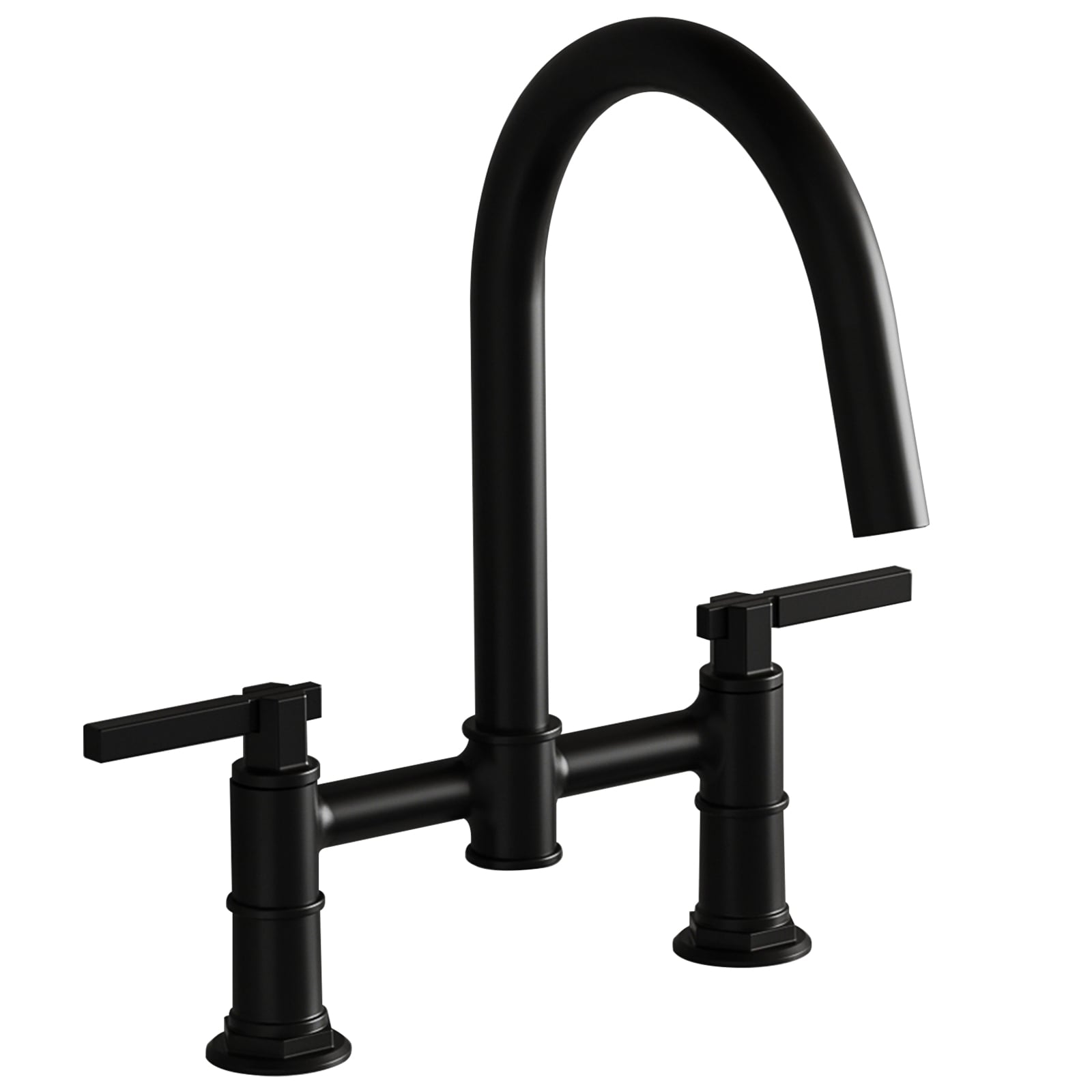 BWE Black Double Handle Filtered Bridge Kitchen Faucet In The Kitchen ...