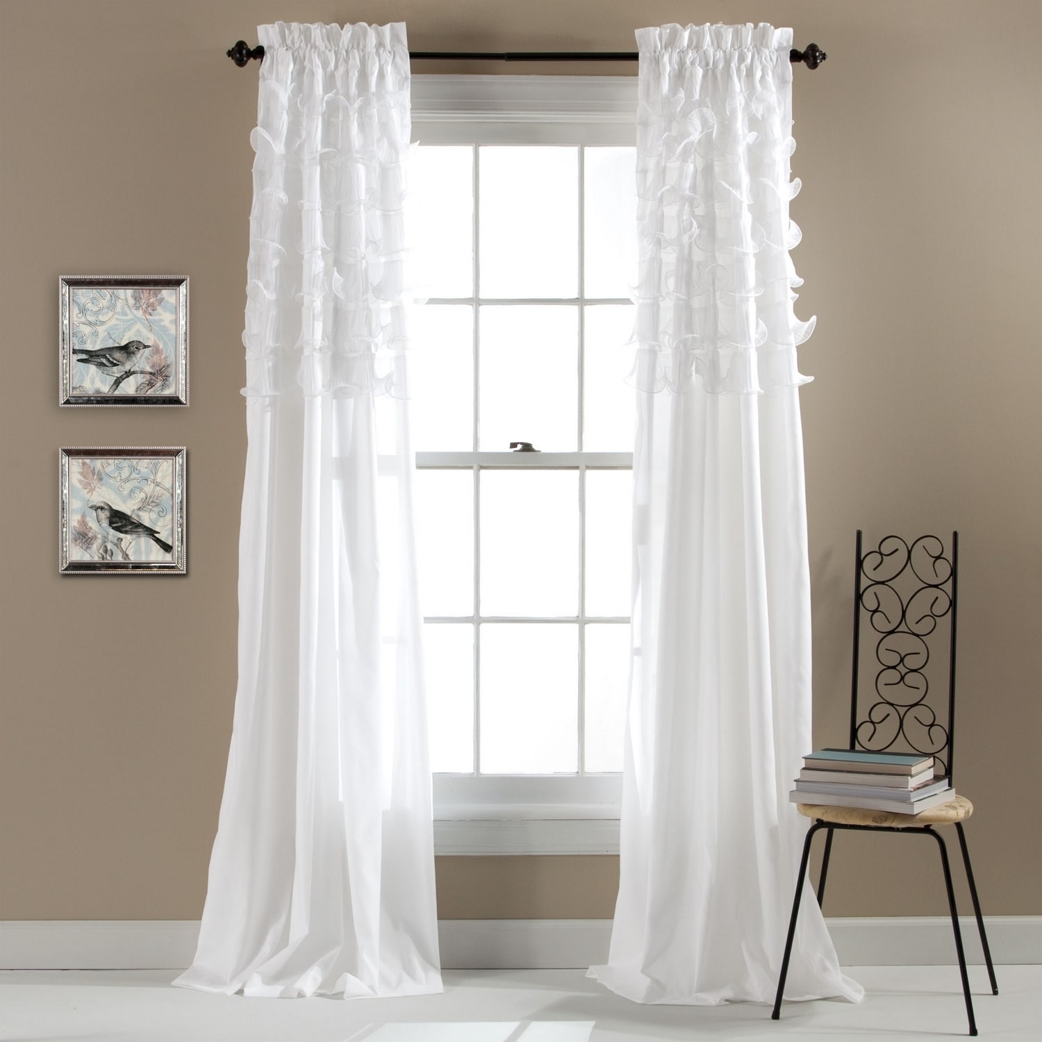 Lush Decor 16T006221 95-Inches White Rod pocket Curtain panel pair