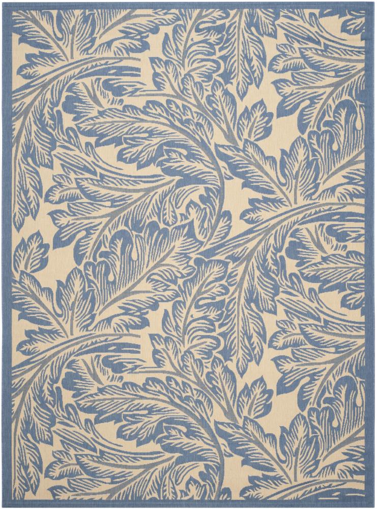 Safavieh CY2996-3101-8 Courtyard Morel 8 x 11 (ft) Loomed Polypropylene Natural/Blue Rectangular Indoor/Outdoor Floral/Botanical Coastal Area rug