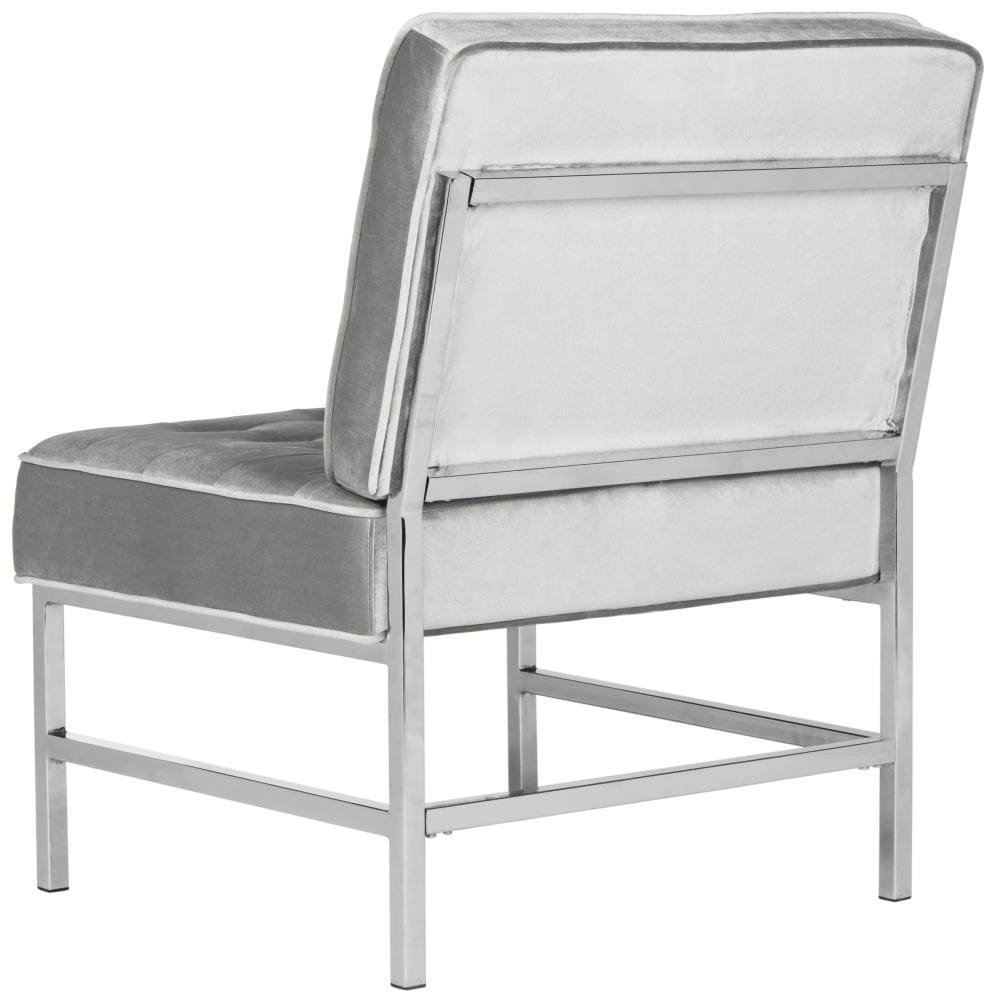 Transitional Gray Velvet Wood Armless Chair 28"W x 30"D x 36"H