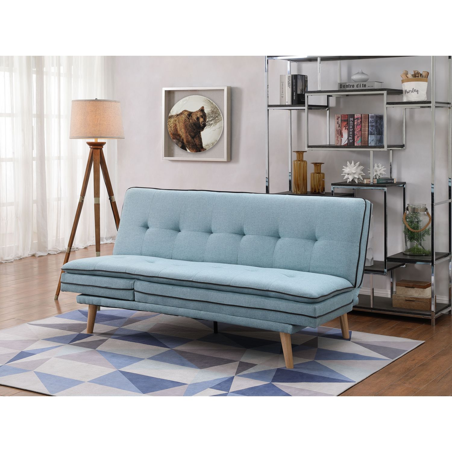 JASMODER 57162 37.00-in Modern Blue Linen Sofa