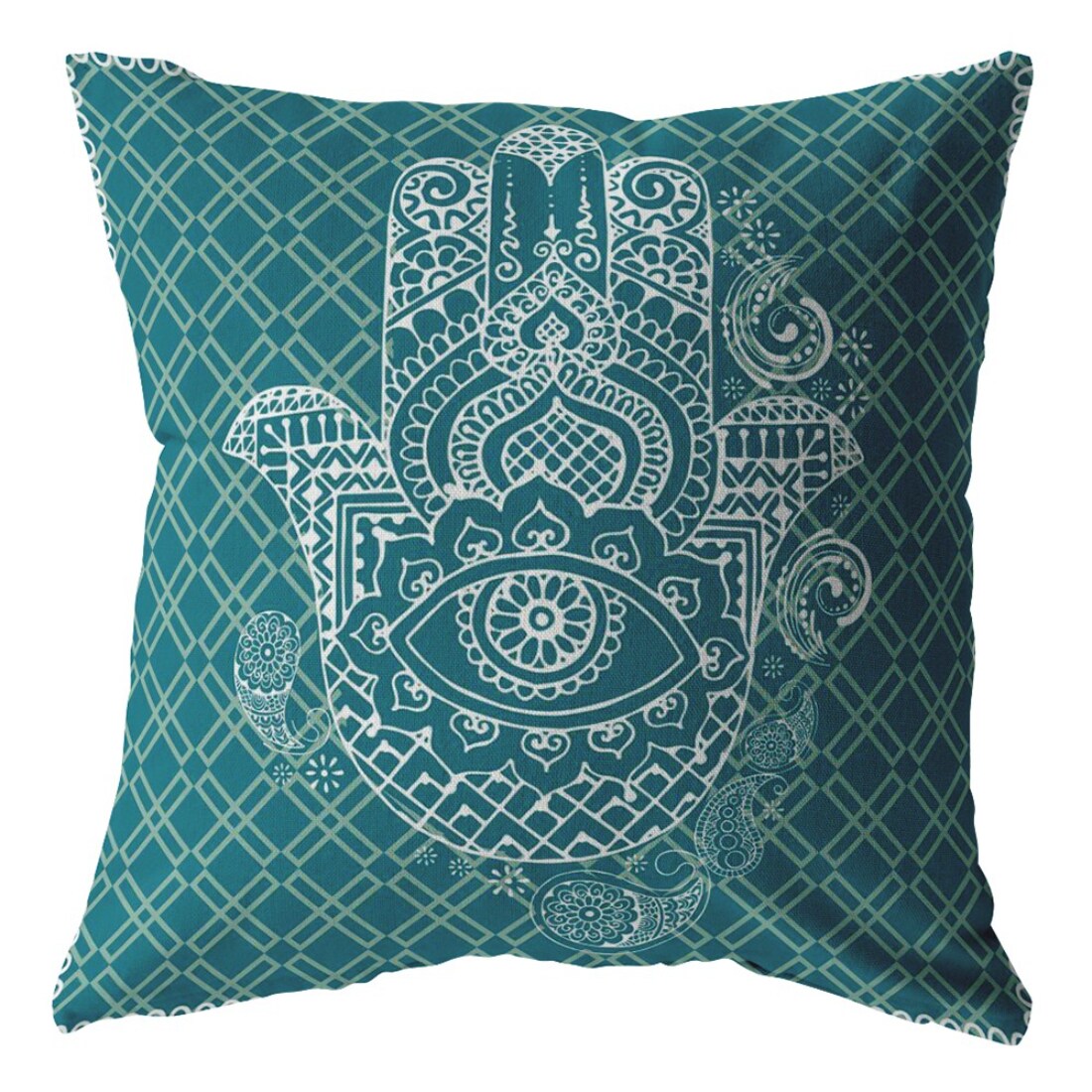 Magenta Green Geo Tribal Indoor Outdoor Throw Pillow