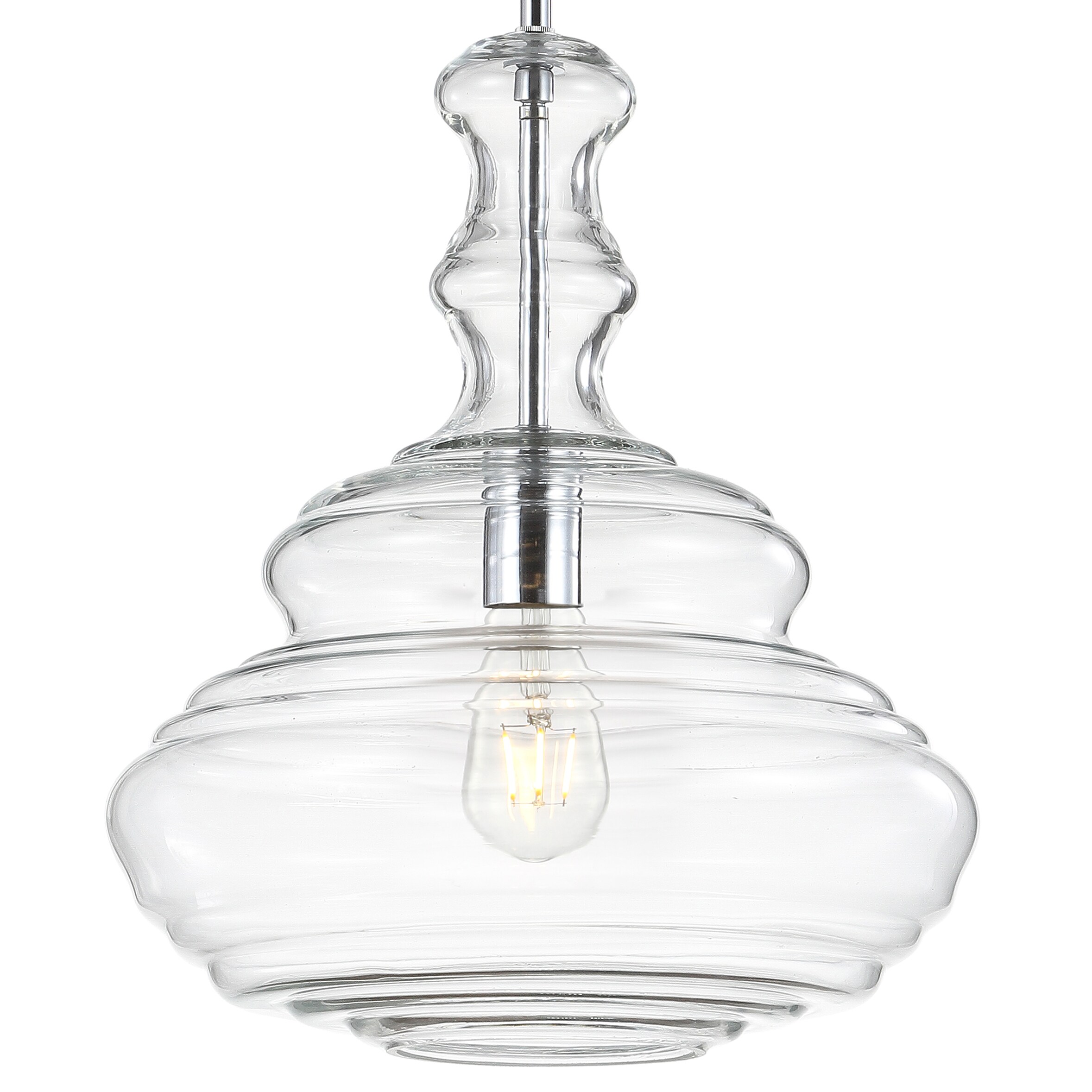 Bettina 13.37" Chrome Polished Clear Glass LED Pendant
