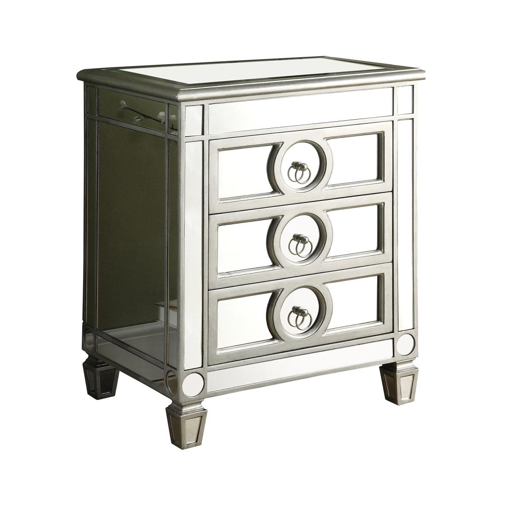 Monarch Specialties Silver/Mirror Nightstand at Lowes.com