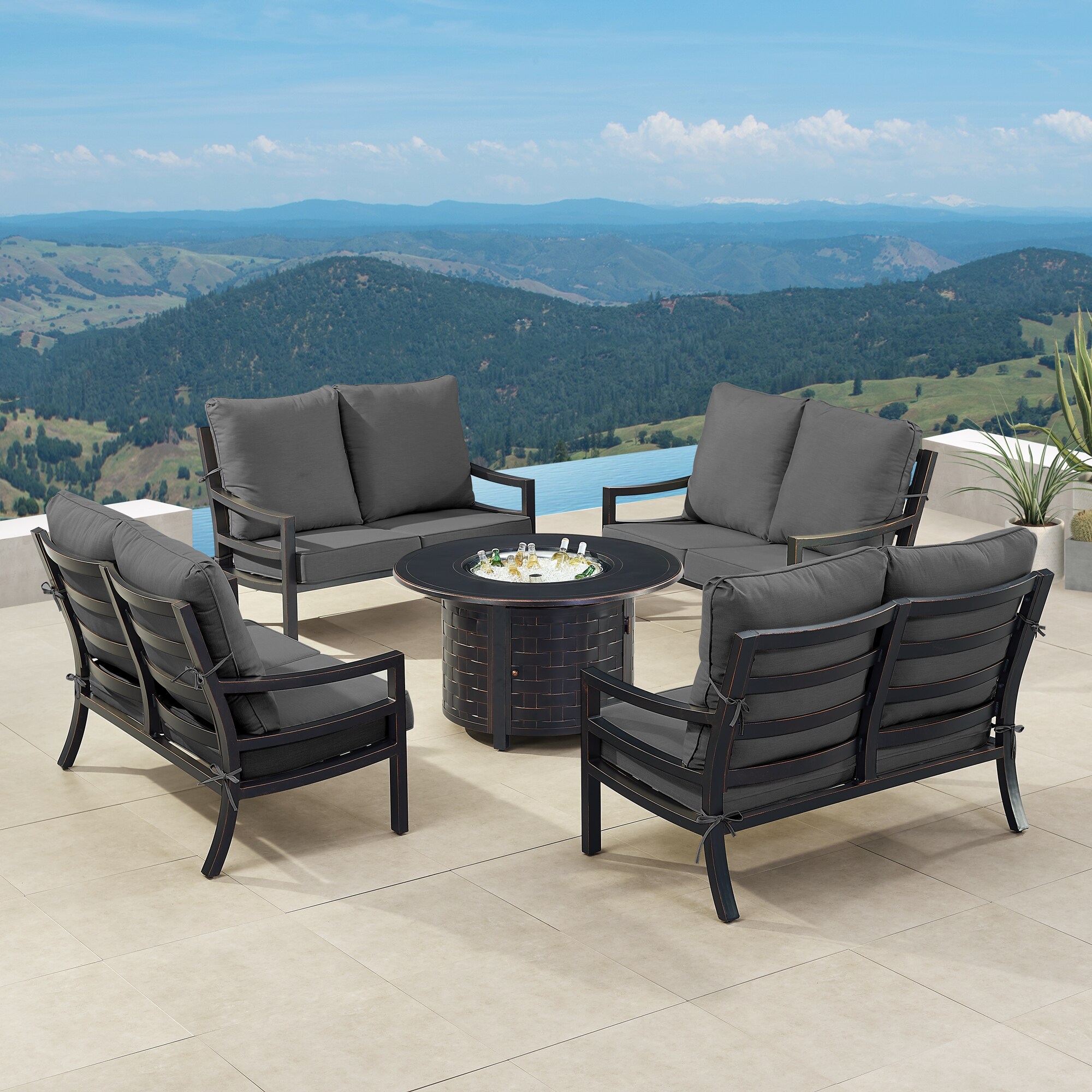 Oakland Living HUDSON4LSRICOBKCU Patio-Conversation-Sets - View #3