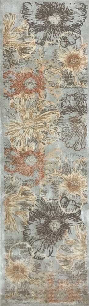 Radici USA 3809/0013/BLUE Garda 2 x 8 (ft) Polypropylene Blue Rectangular Indoor Floral/Botanical Bohemian/Eclectic Runner rug