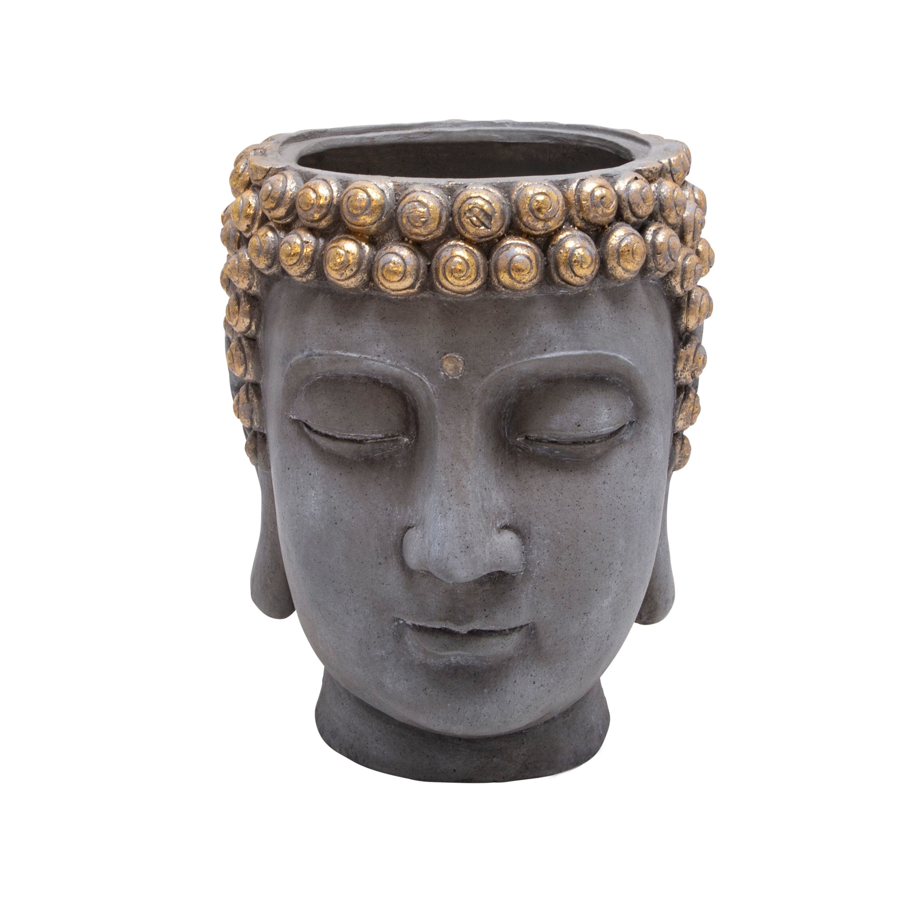 Sagebrook Home 13029-08 Round 14.0-Inches W Medium Gold Resin Indoor/Outdoor Planter