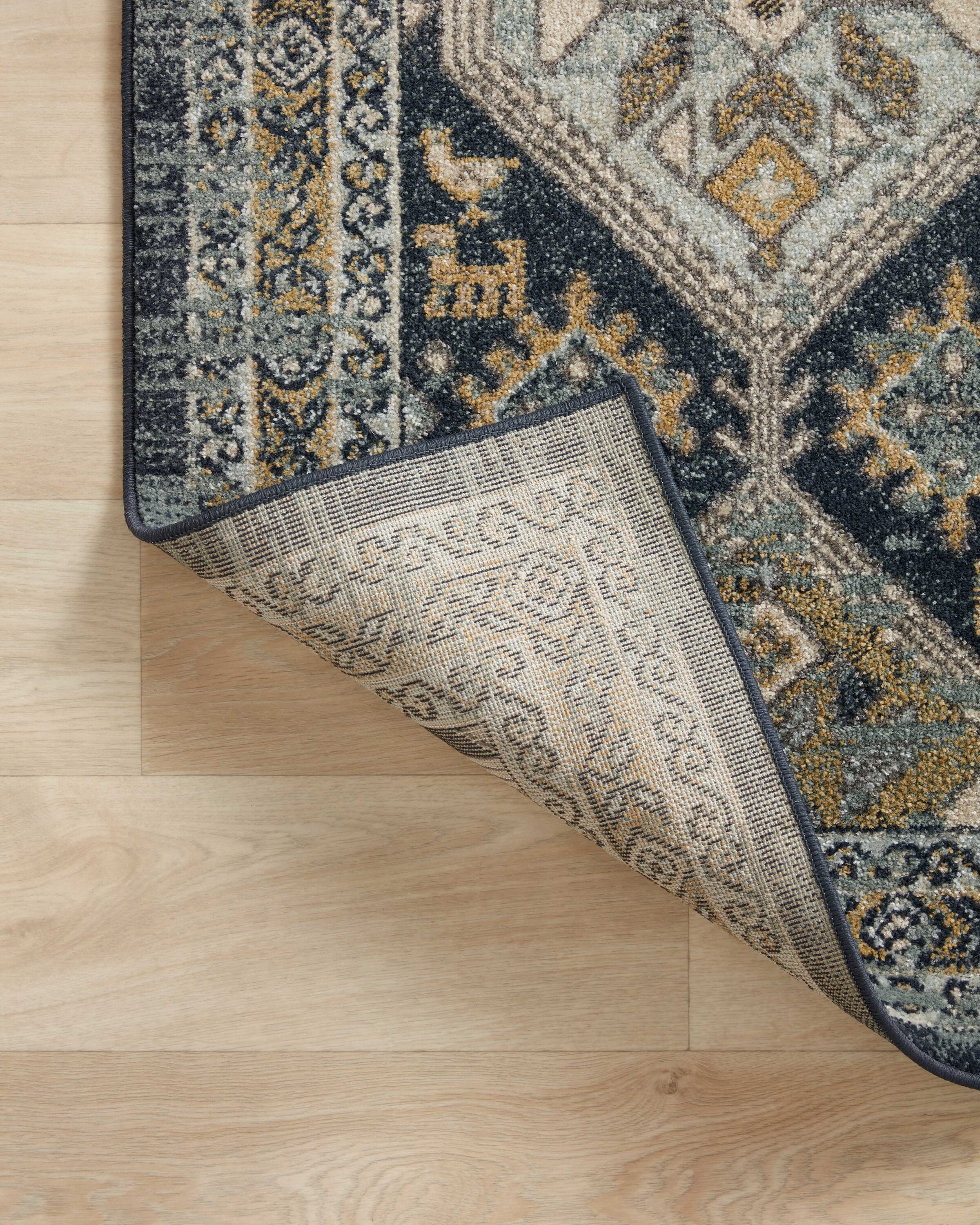 Oriental Reversible Navy Blue Synthetic Runner Rug 27"x90"