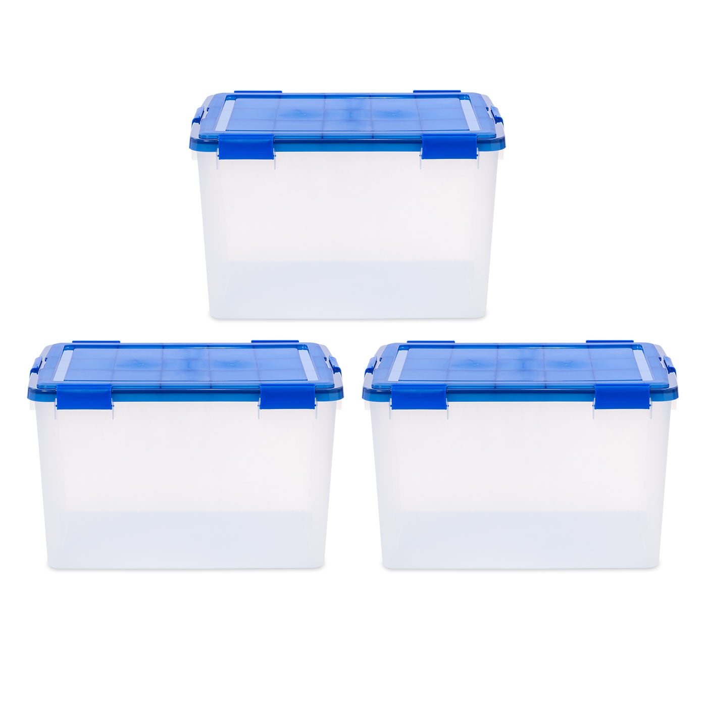 IRIS 3-Pack Element Resistant Large 18.5-Gallons (74-Quart) Blue  Weatherproof Heavy Duty Tote with Latching Lid in the Plastic Storage  Containers department at