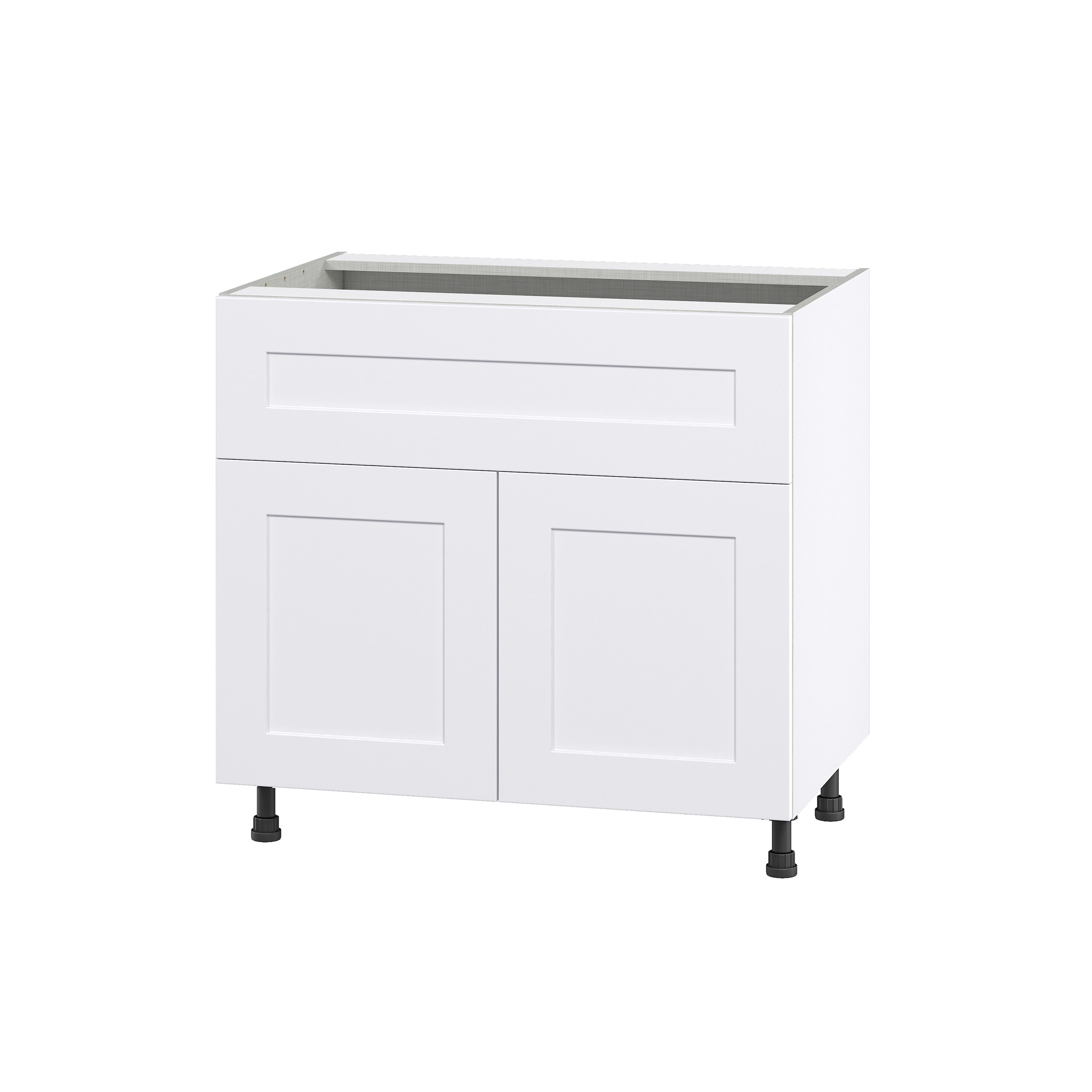 Hugo&Borg Jolie 36-in W x 34.5-in H x 24-in D Warm White 1-Drawer Base Fully Assembled Cabinet (Flat Panel Shaker Style)