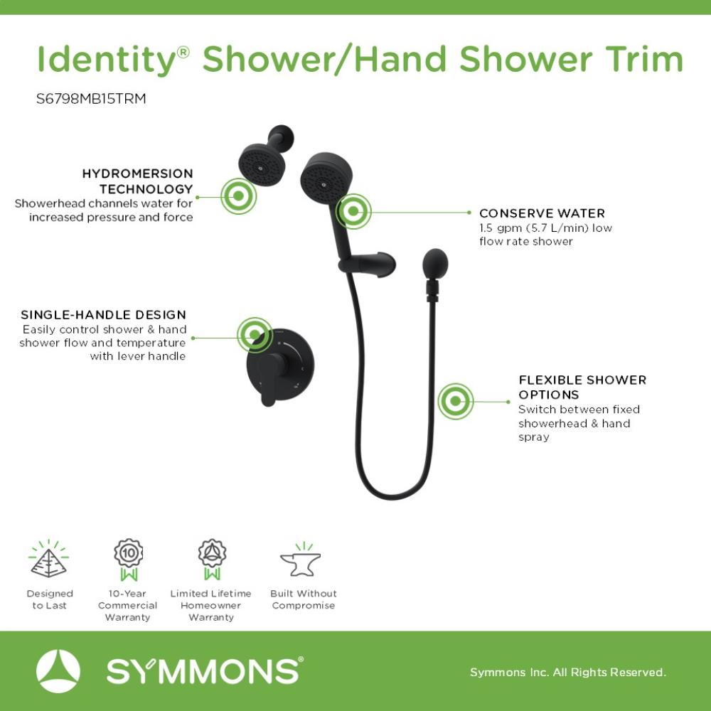 Symmons S6798MB15TRM Showerhead-Bar-Panels - View #3