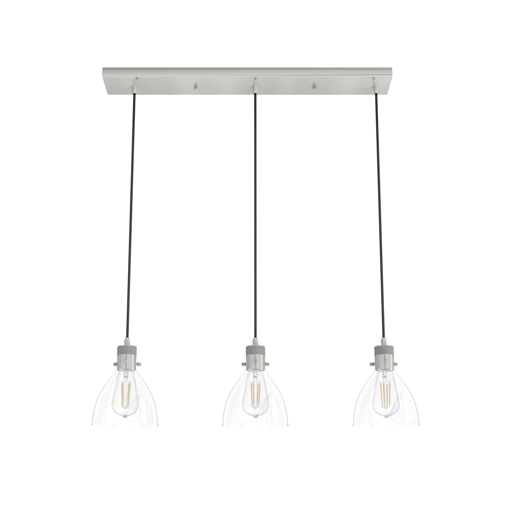 Van Nuys Brushed Nickel 3-Light Linear Cluster Pendant