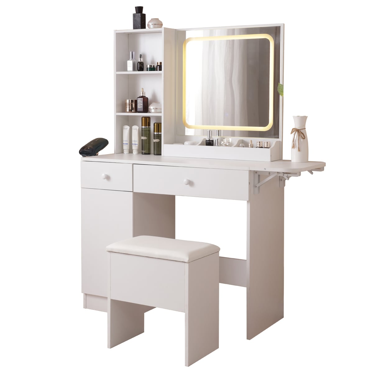 CESICIA Q144 35.4-in White Makeup Vanity