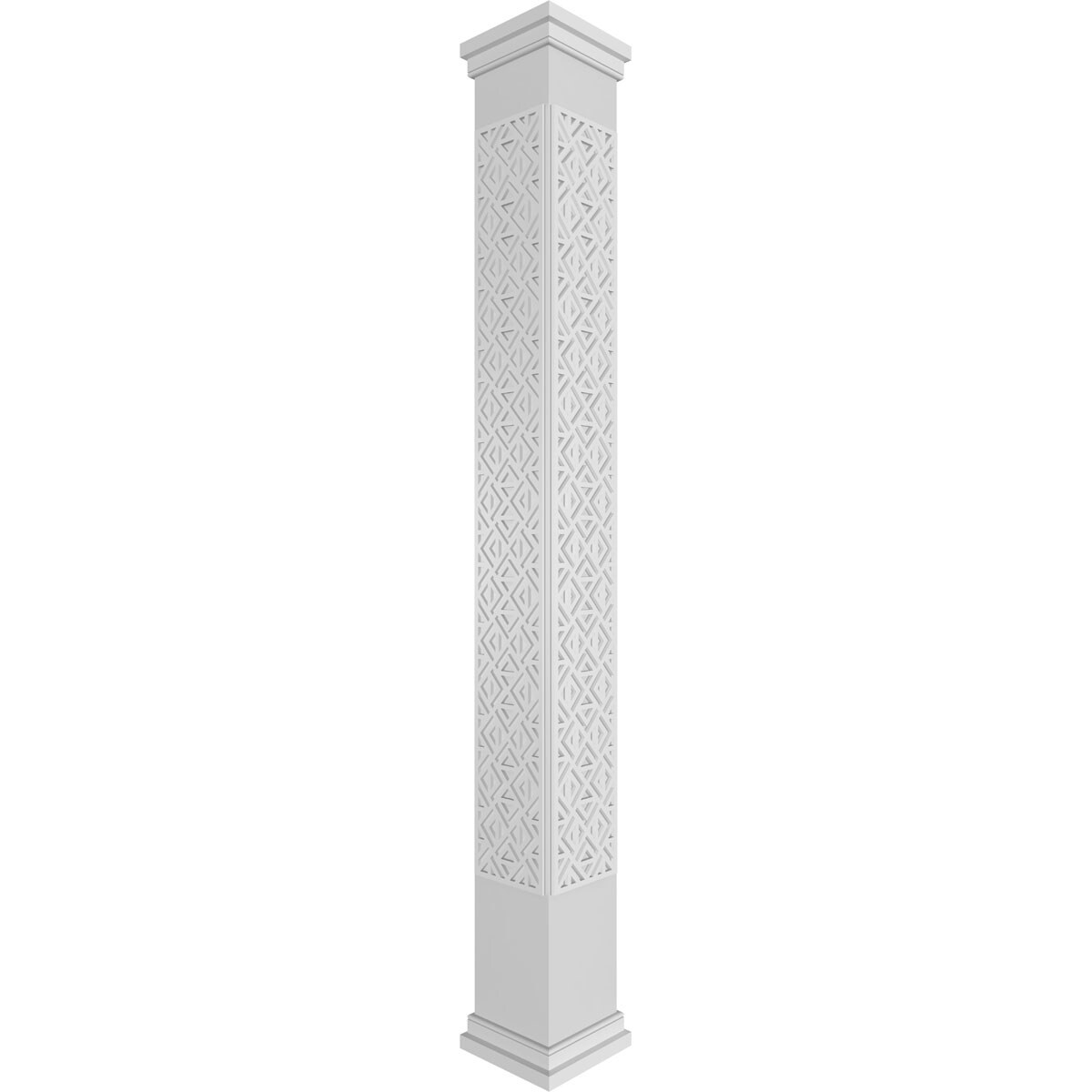 Ekena Millwork CC0810ENMIDPRPR Mid-Century Fretwork 8-Inches L x 10-Feet Unfinished PVC Column Wrap