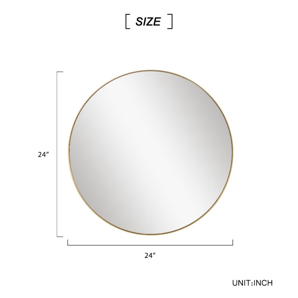 Round Brass Framed Vanity Mirror, What Size Round Mirror For 24 Inch Vanity