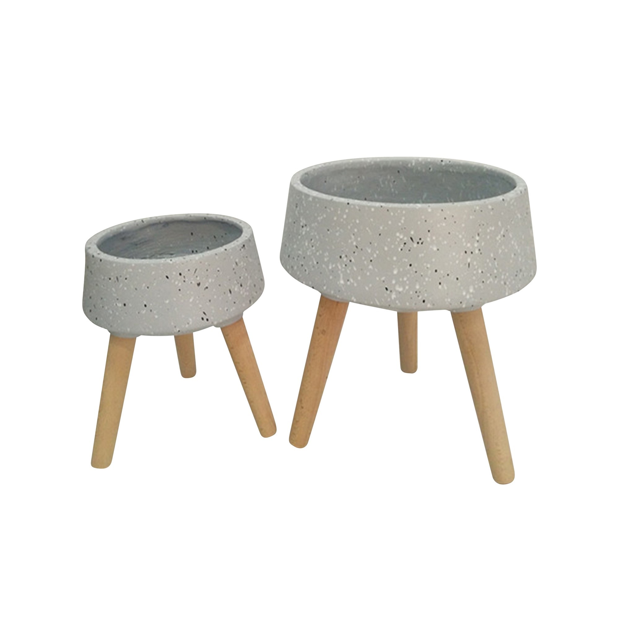 Benzara BM221103 Round 15-in W x 8-in H Gray Ceramic Indoor/Outdoor Planter