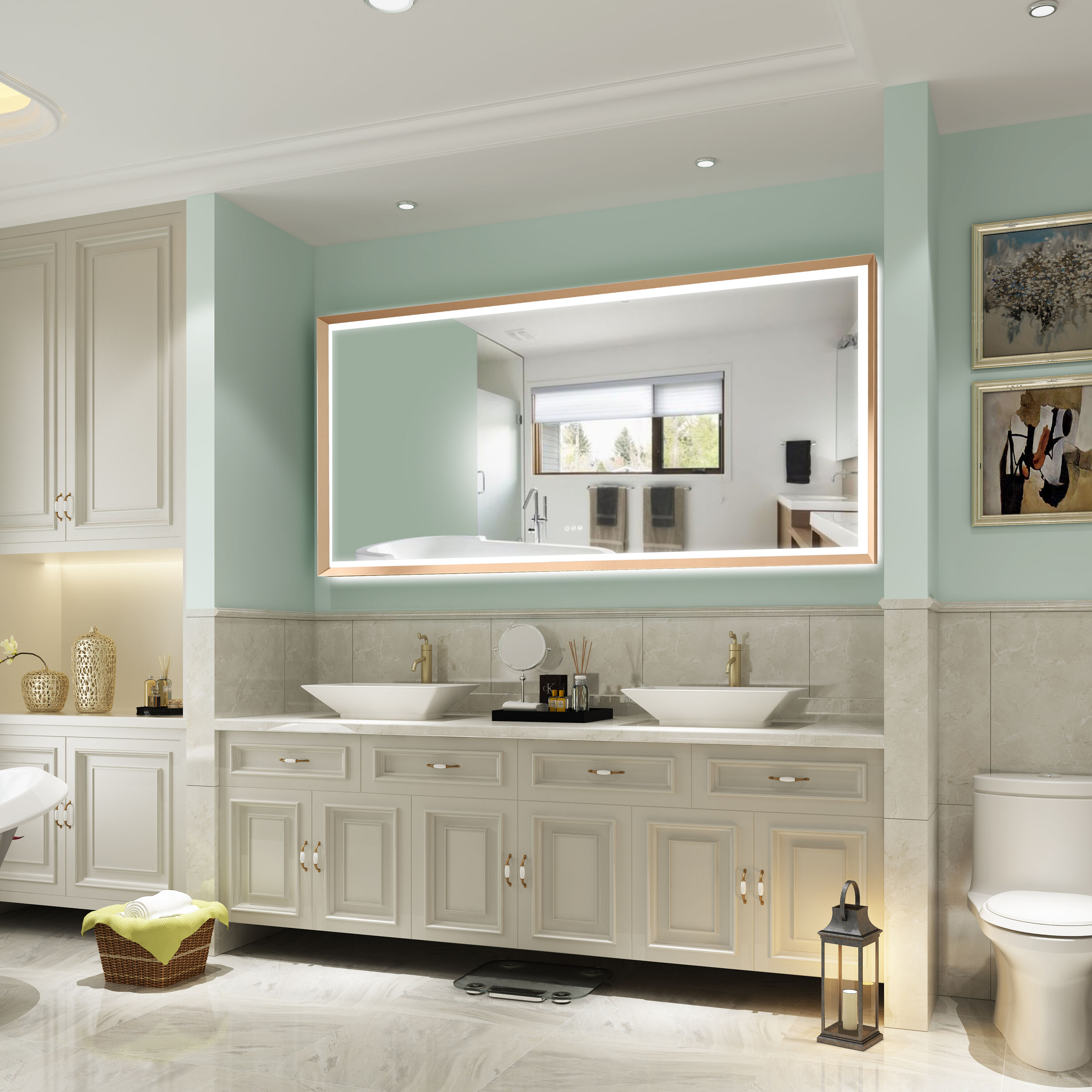 WELLFOR W6FM8440BG Framed-Bath-Mirrors - View #3