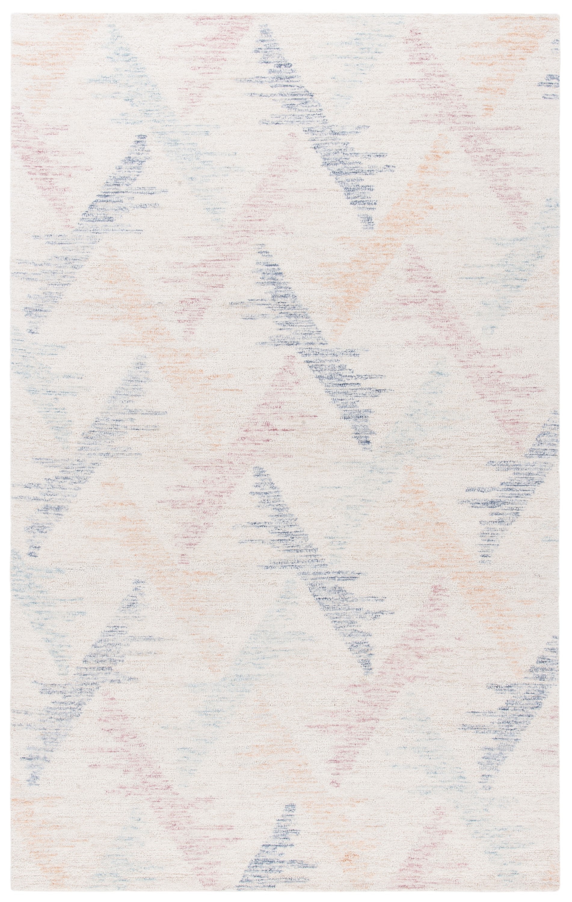 Ivory and Blue Hand-Tufted Wool 4' x 6' Area Rug