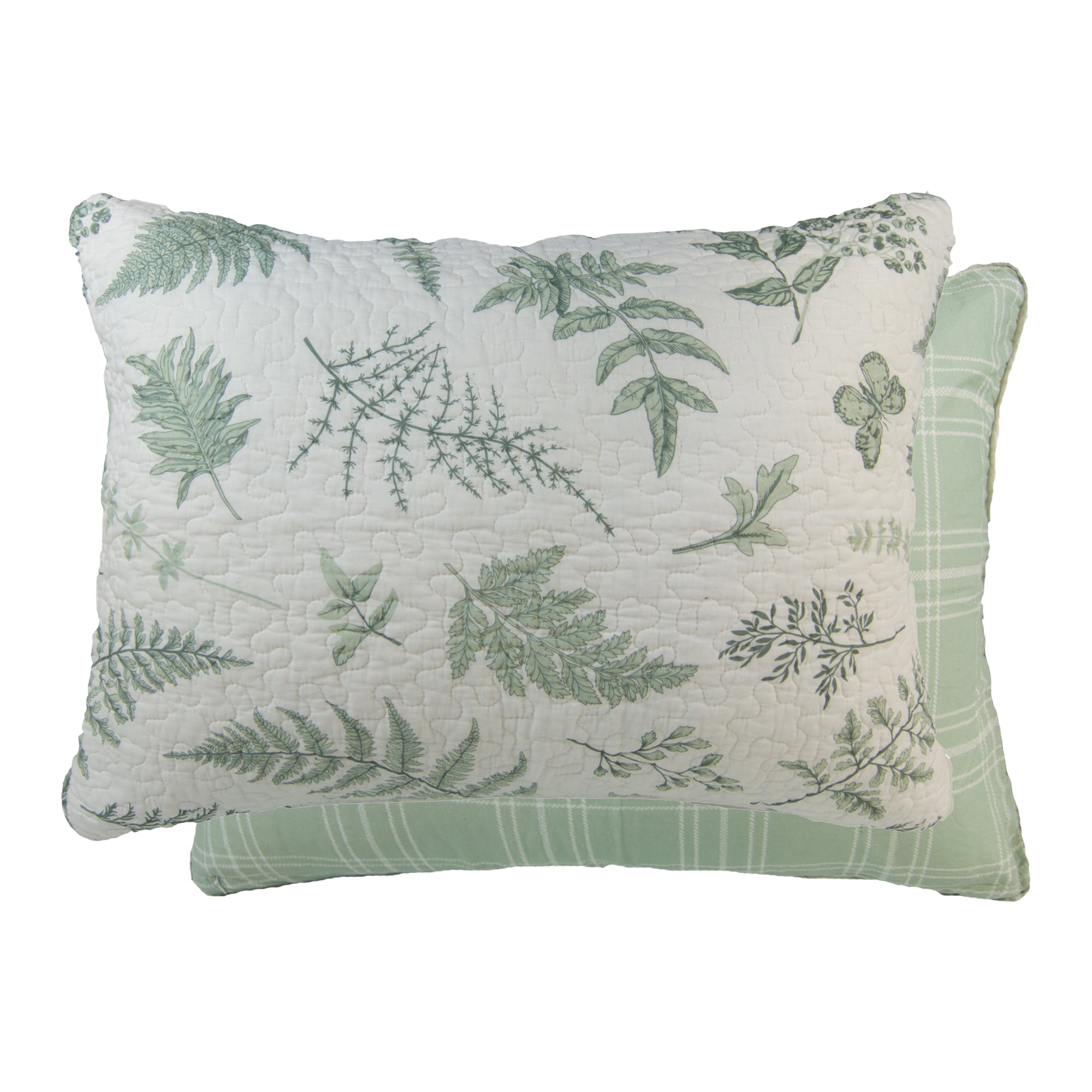 White and Sage Cotton King Reversible Quilt Set