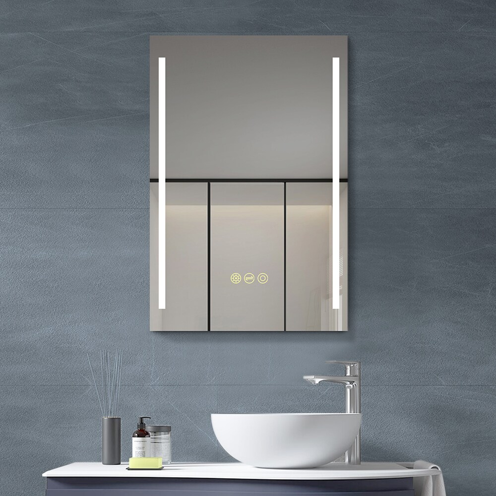 Topcraft 2436-02-J 24-in x 30-in Dimmable Lighted Clear Fog Free Frameless Bathroom Vanity Mirror