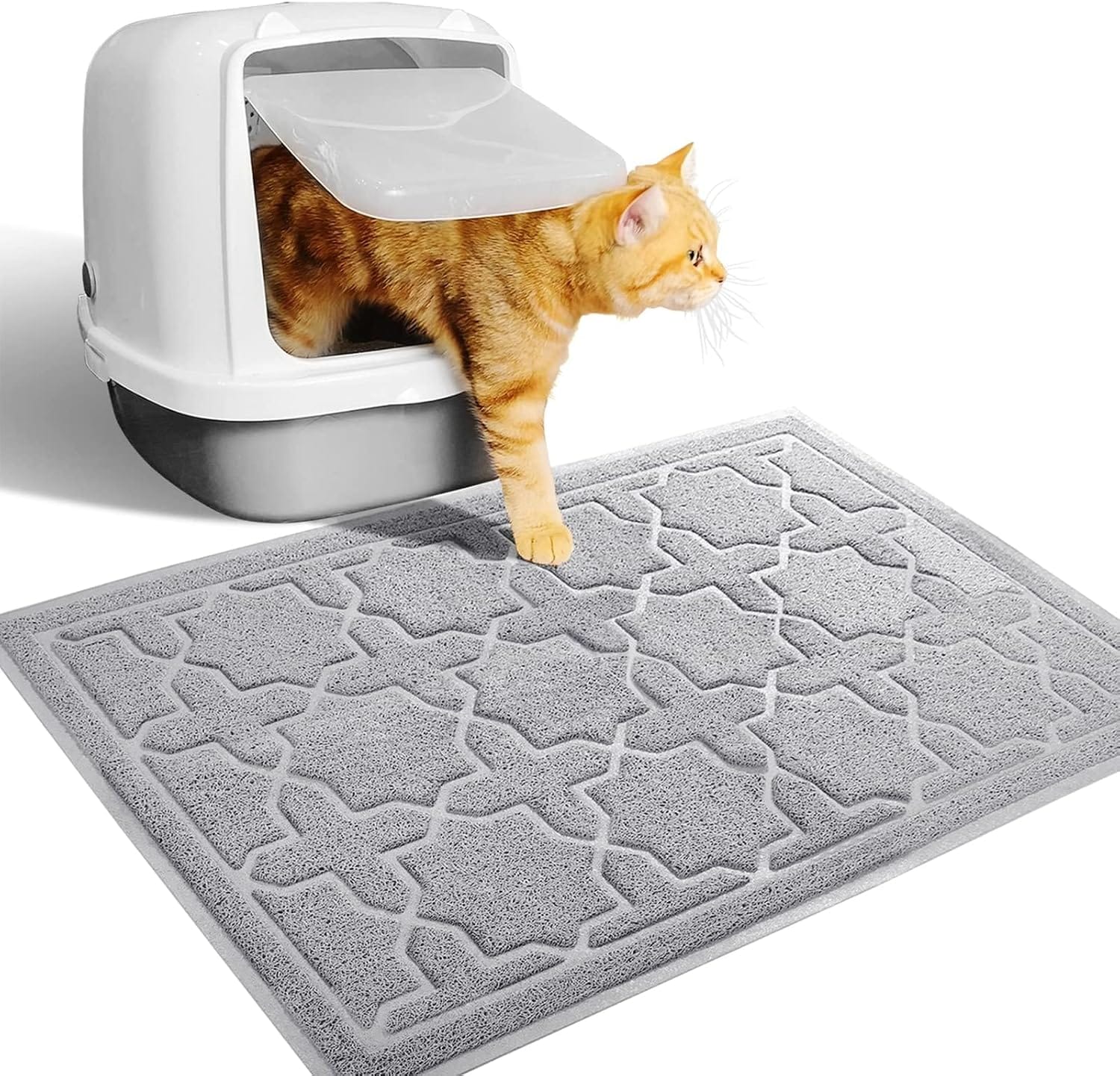 Yimobra Cat Litter Mat with Litter Lock Mesh Soft Litter Trapping Mat Easy to Clean Non Slip Water Resistant 24x20 Inch Litter Free Grey