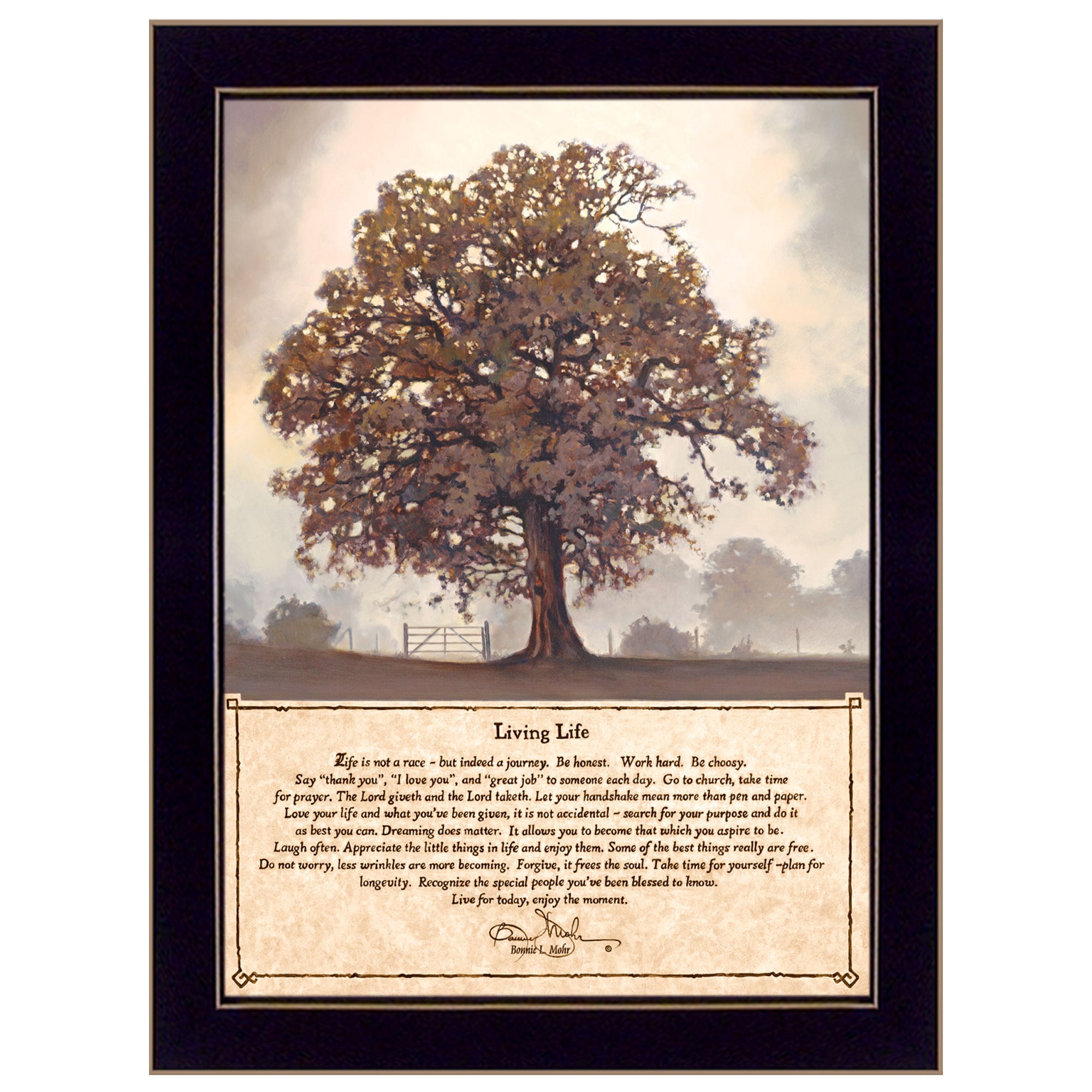Trendy Decor 4U COW128B-712 Living Life Bonnie Mohr Black Wood Framed 14-in H x 18-in W Vintage/Retro Paper Print