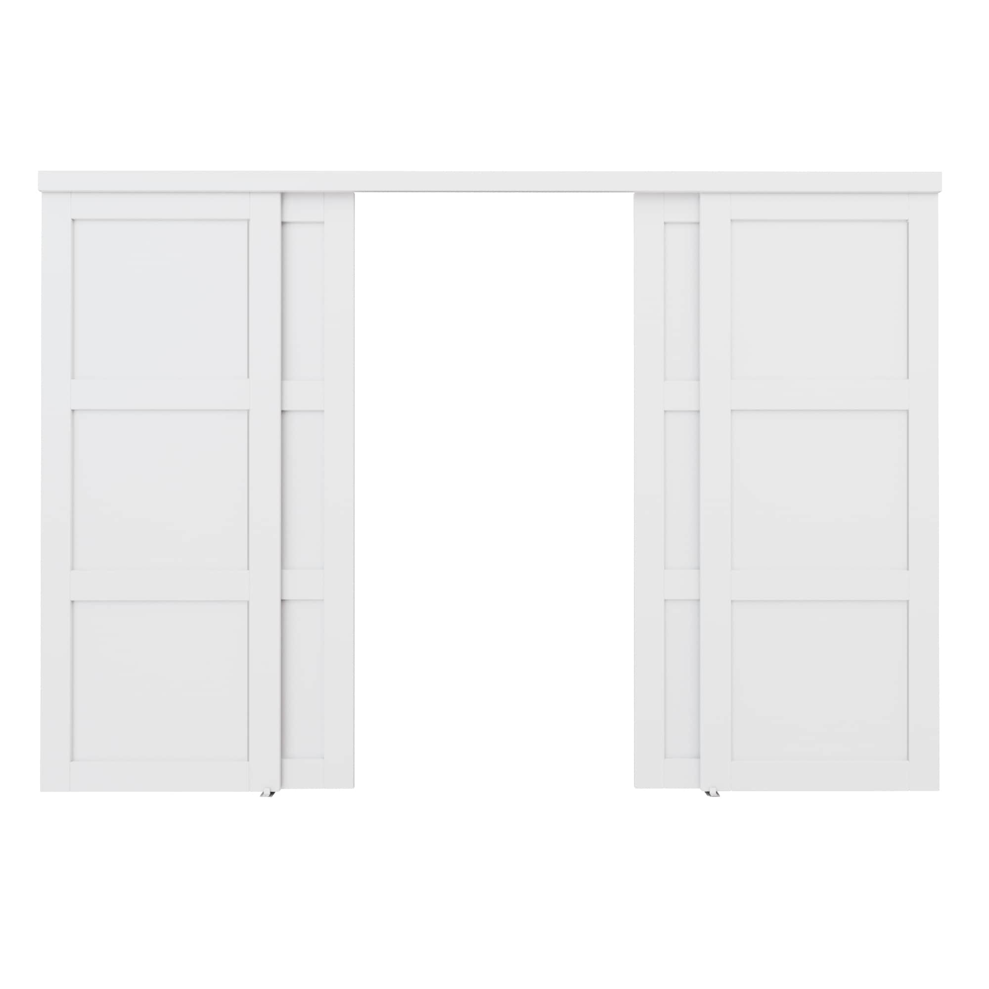 JUJUBON IN-CD-SLSD-XB-3L-120 Closet Door 120-in × 80-in White 3-panel square Textured Solid core Prefinished MDF Closet Sliding Door ( Hardware Included )