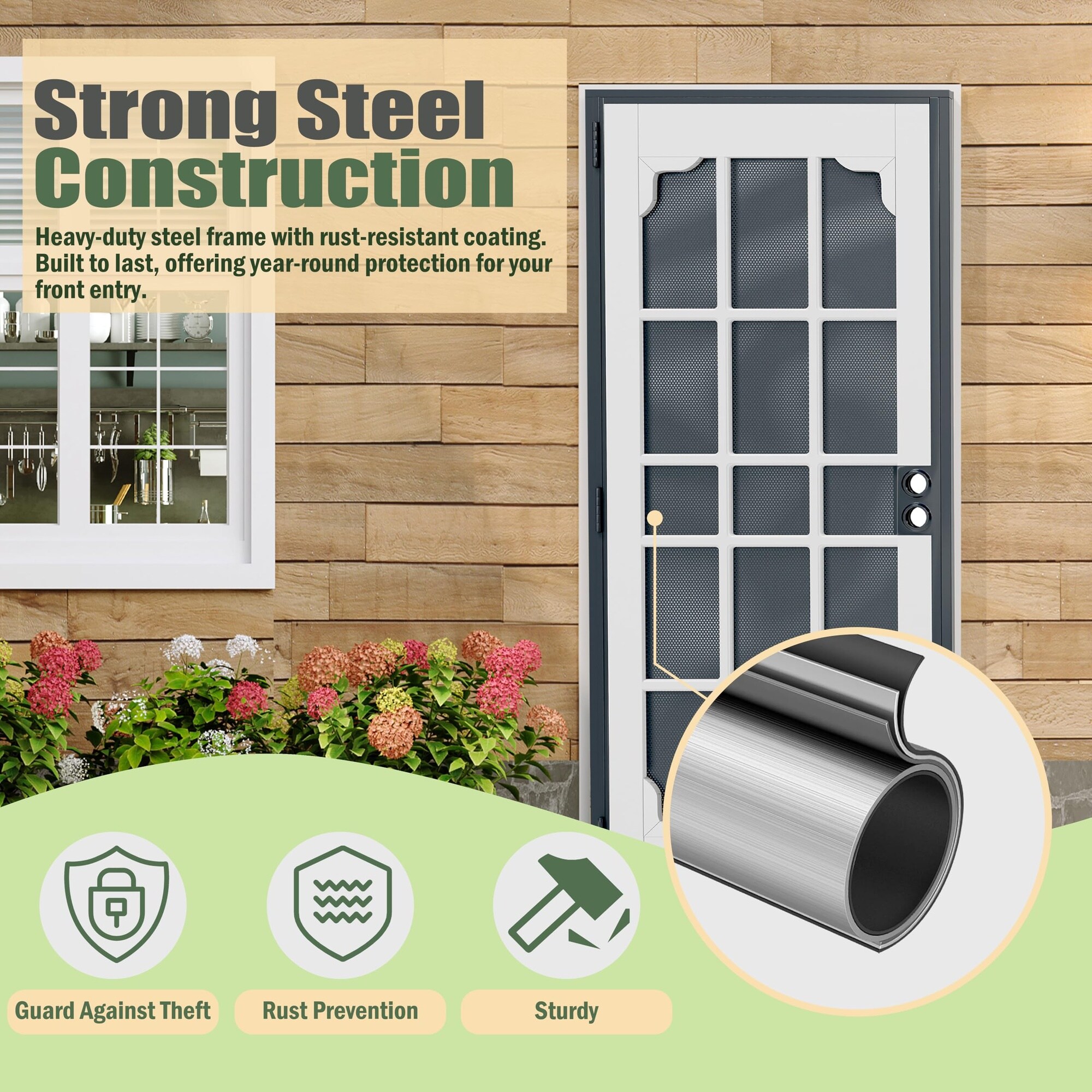 Aoibox 32 x 80 in Screen Style Steel Security Door with Electrophoretic ...