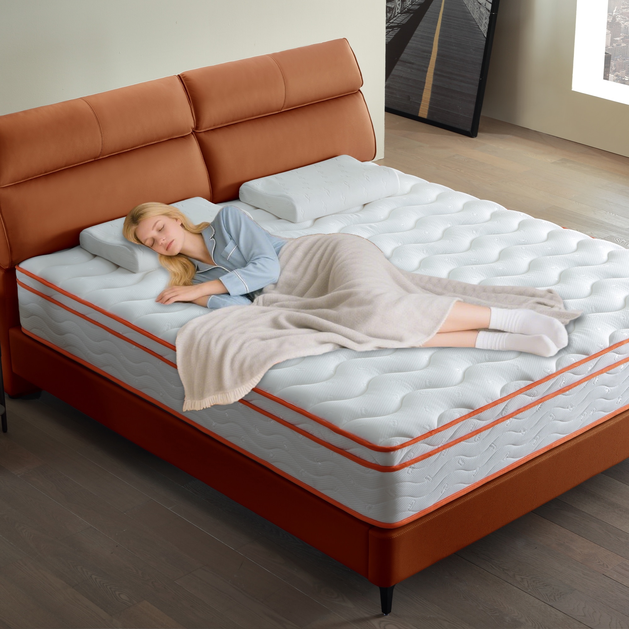 Boyel Living - King Mattress 12 Inch Hybrid Mattress Euro Top Medium Firm for Back Lumbar Support...