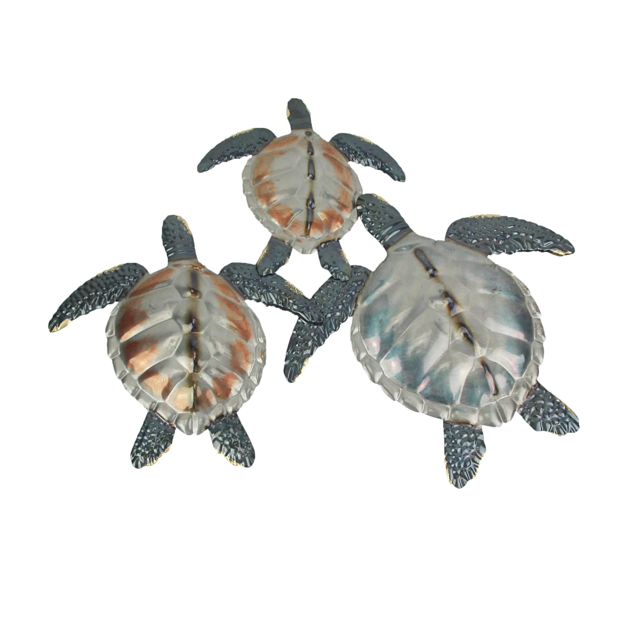 Chesapeake Bay JDY-72294 Metal Sea Turtle Family Wall Sculpture - Nautical Decor for Home and Patio- 27-Inch Ocean Accent