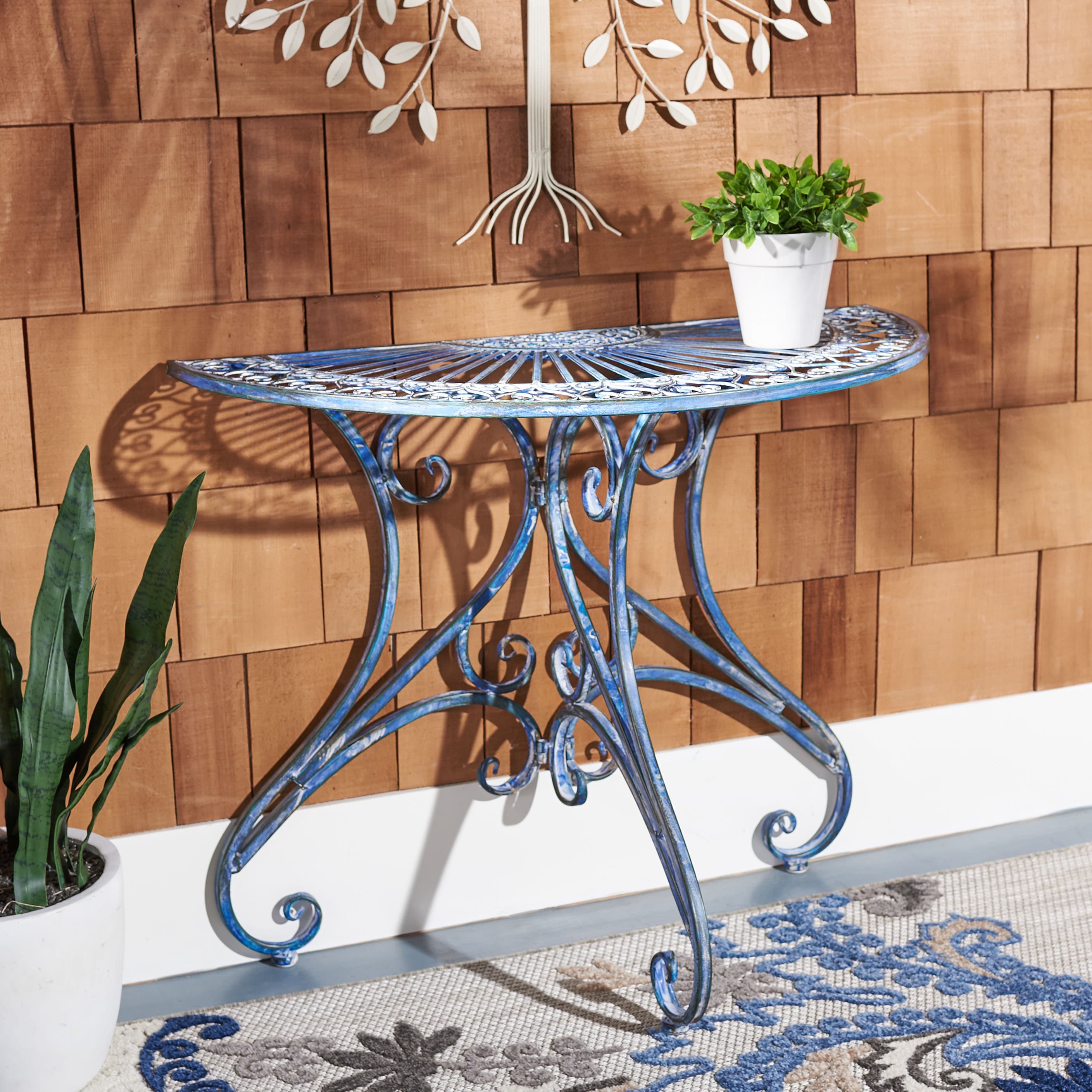 Safavieh PAT5008C Patio Half circle Outdoor End Table 35.5-in W x 35.5-in L
