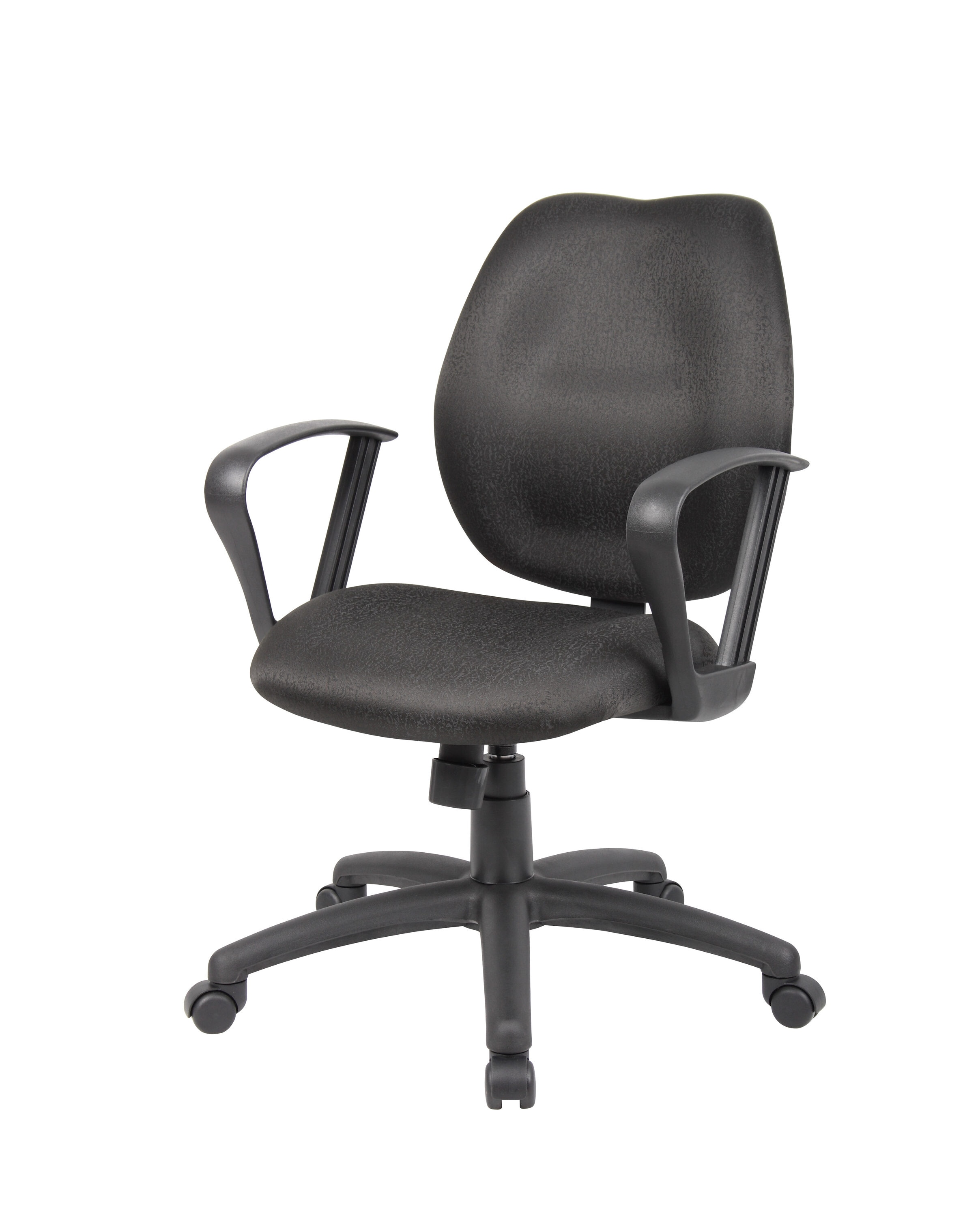 ErgoComfort Mid-Back Black Fabric Task Chair with Fixed Arms