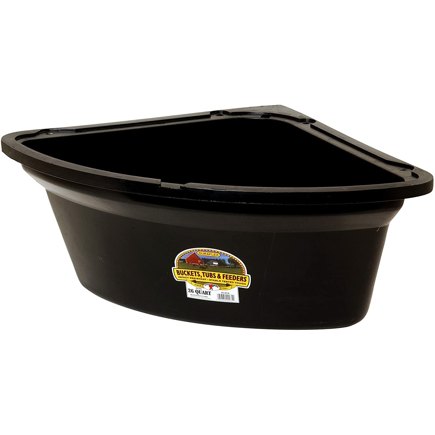 Little Giant  26 Quart Plastic Hanging Corner Livestock Feeder Bucket Black