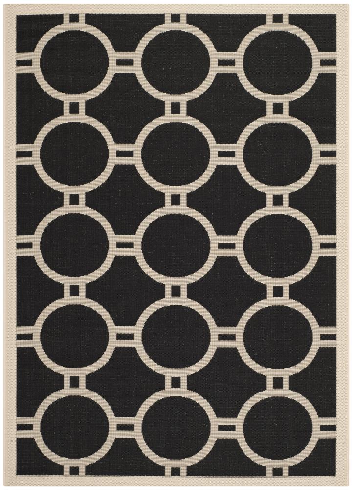 Safavieh CY6924-266-5 Courtyard Cannet 5 x 8 (ft) Loomed Polypropylene Black/Beige Rectangular Indoor/Outdoor Abstract Coastal Area rug