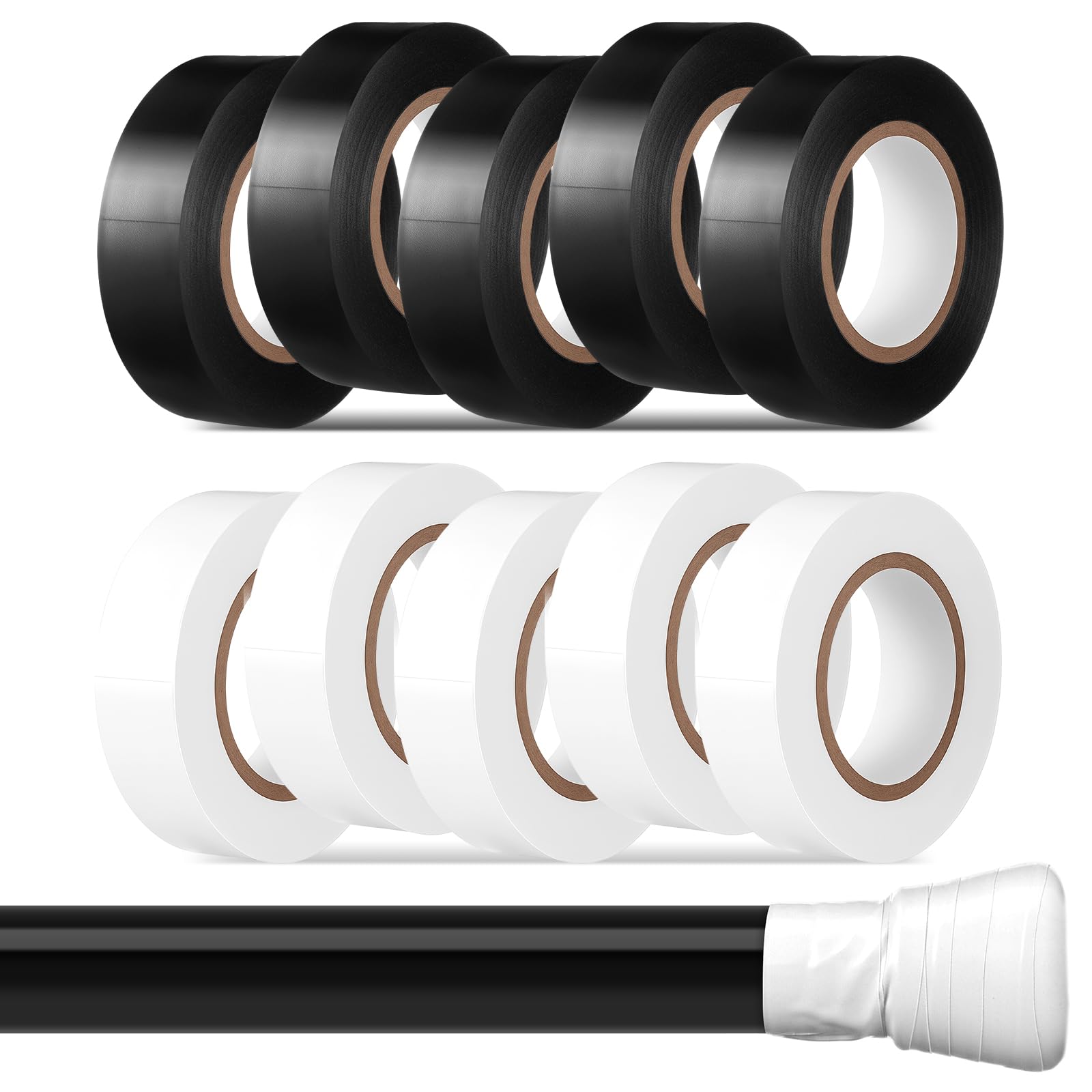 KIWDZFU  10 Rolls Color Guard Tape 3 4 Inch by 66 Feet Waterproof PVC Electrical Tape for Color Guard Rifle Pole Flag Sabre Black and White