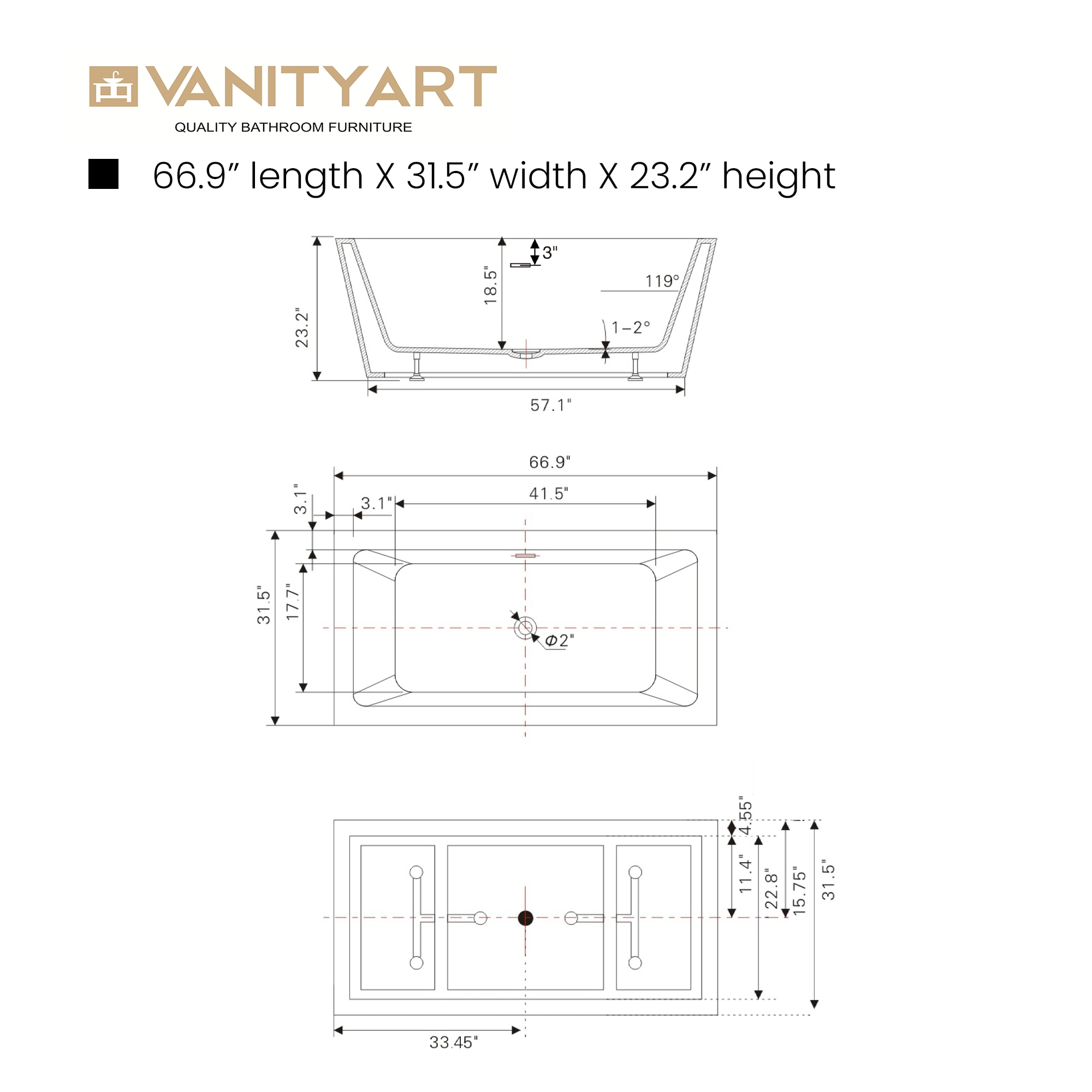 Vanity Art VA6814-L-TG bathtubs - View #10