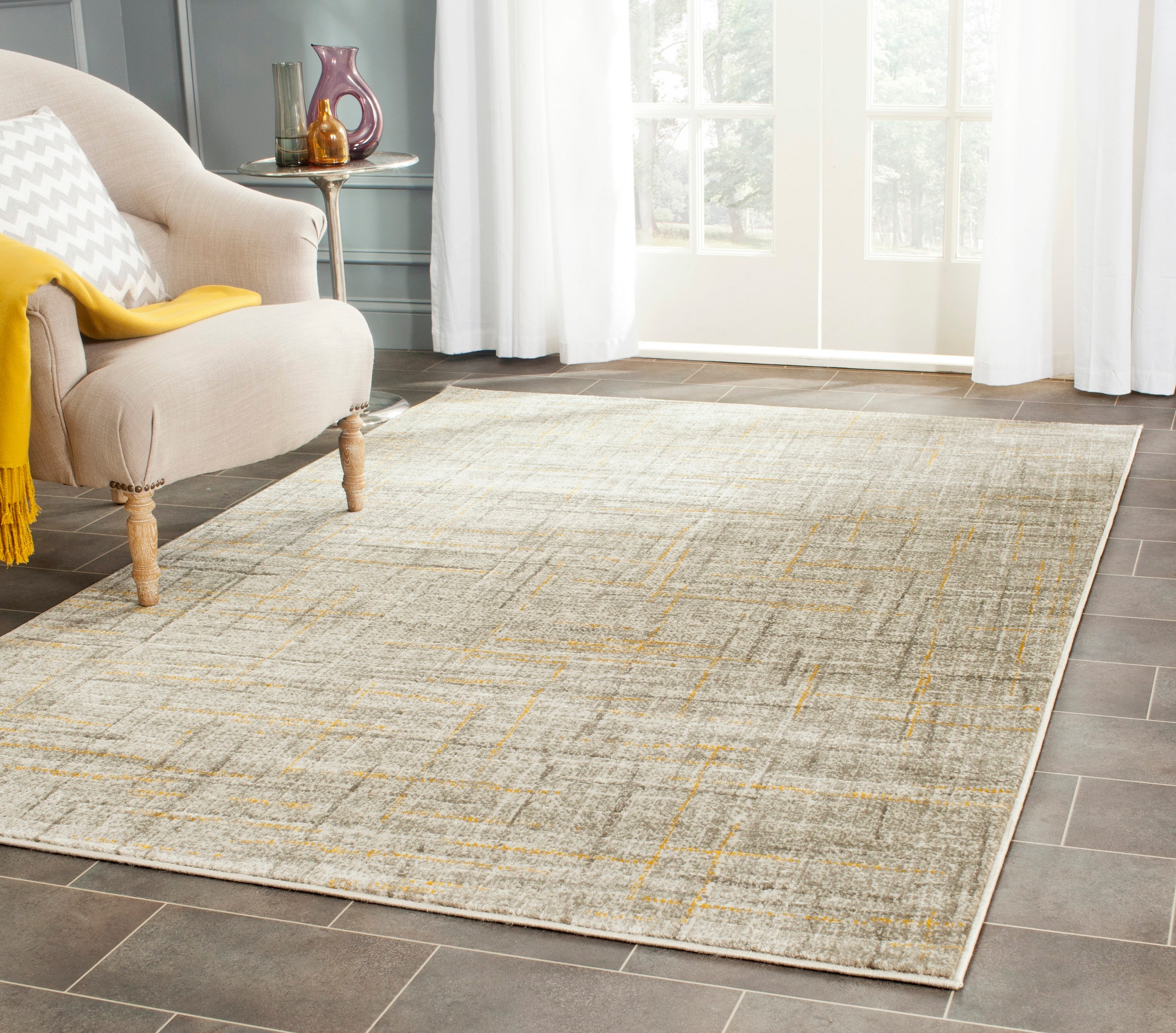 Elysian Gray Floral Hand-Knotted Reversible Synthetic Rug - 47"x5"