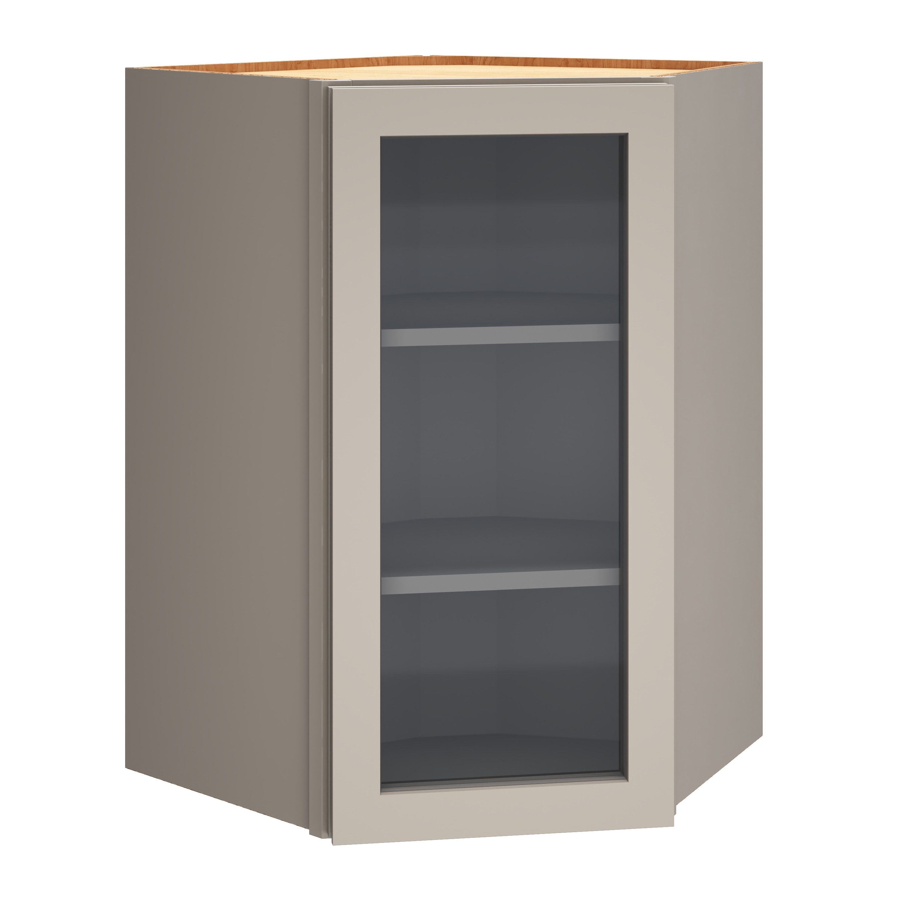 Diamond Express Jamestown 36-in W x 36-in H x 12-in D Cloud Gray Diagonal  Corner Wall Fully Assembled Plywood Cabinet (Cut For Glass Shaker Door  Style) in the Kitchen Cabinets department at