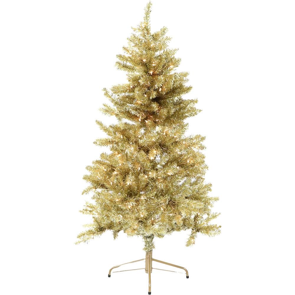 Fraser Hill Farm FFFT050-1GD 5-ft Pre-lit Gold Artificial Christmas Tree 250 Multi-function White Clear Led/Incandescent Lights