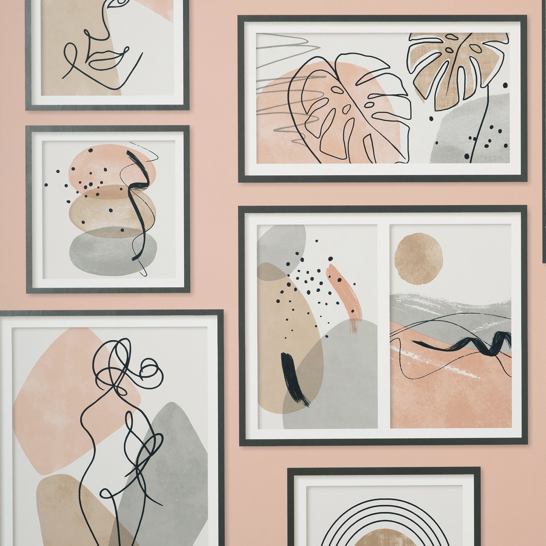 Fine Decor M1714 Medley 56.4-Sq. Feet Pink Paper Abstract Unpasted Wallpaper