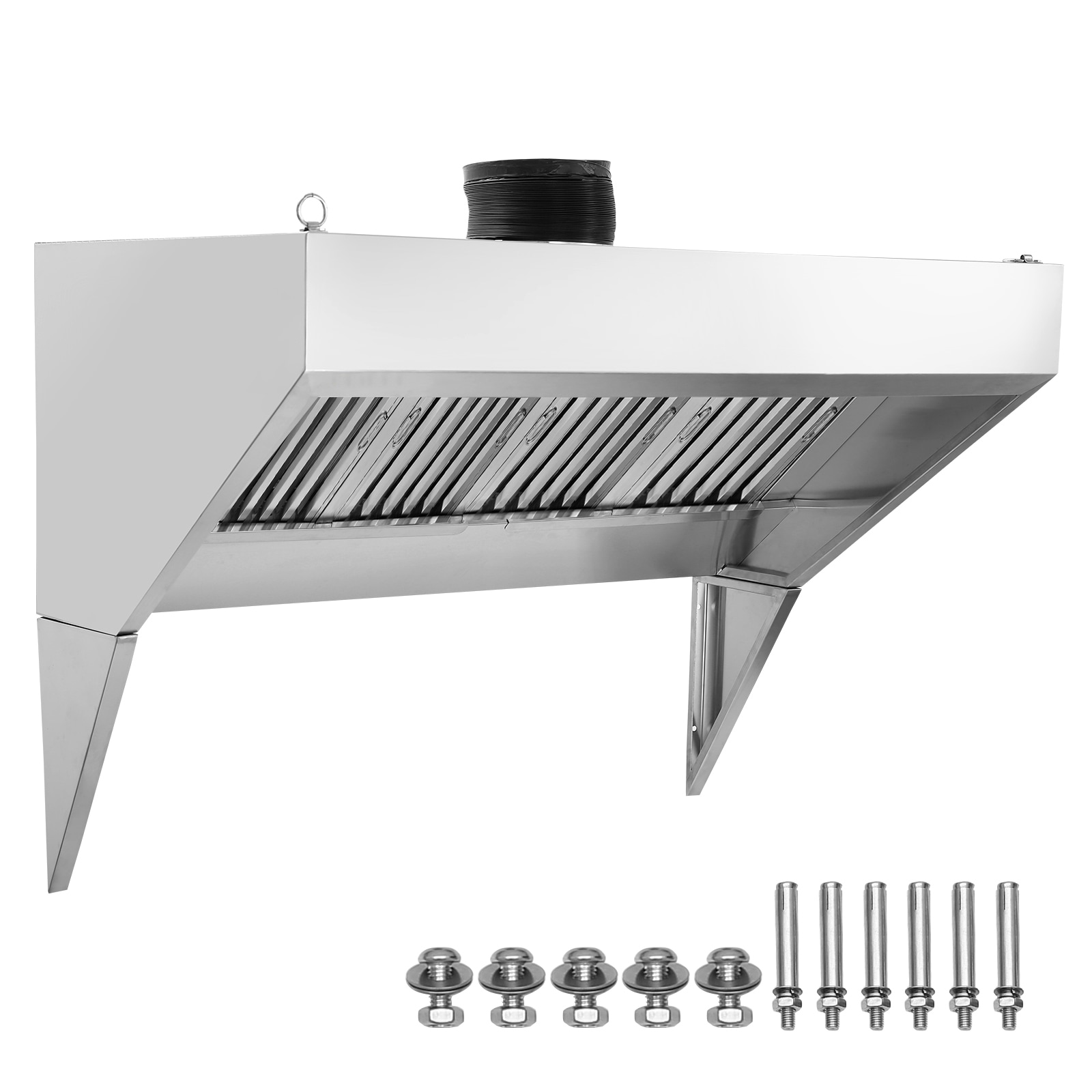VEVOR SCSYPYZYC90702969V0 Commercial Exhaust Hood  9FT Food Truck Hood Exhaust  201 Stainless Steel Concession Trailer Hood with 4 Detachable U-shaped Grid Oil Filter Mesh  Rust Resistant Vent Hood for Kitchen Restaurant