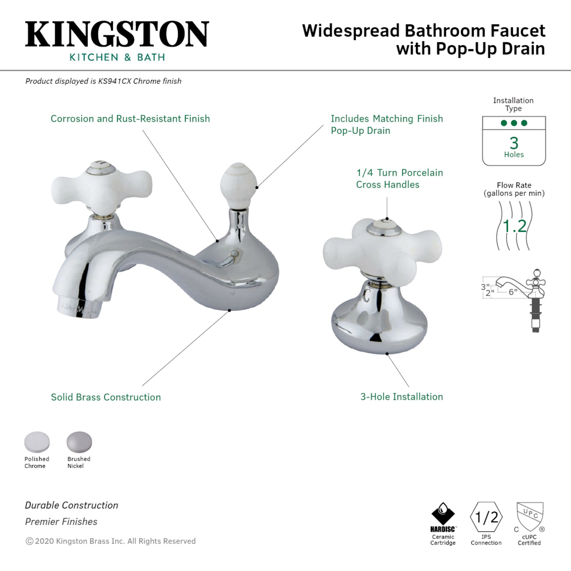 Elements of Design ES941CX Lavatory-Faucets - View #2