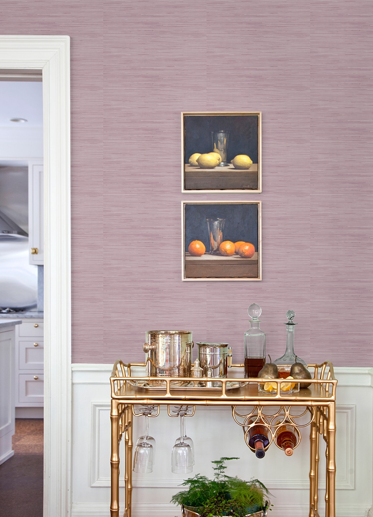 Lilac Faux Grasscloth Peel and Stick Wallpaper Roll