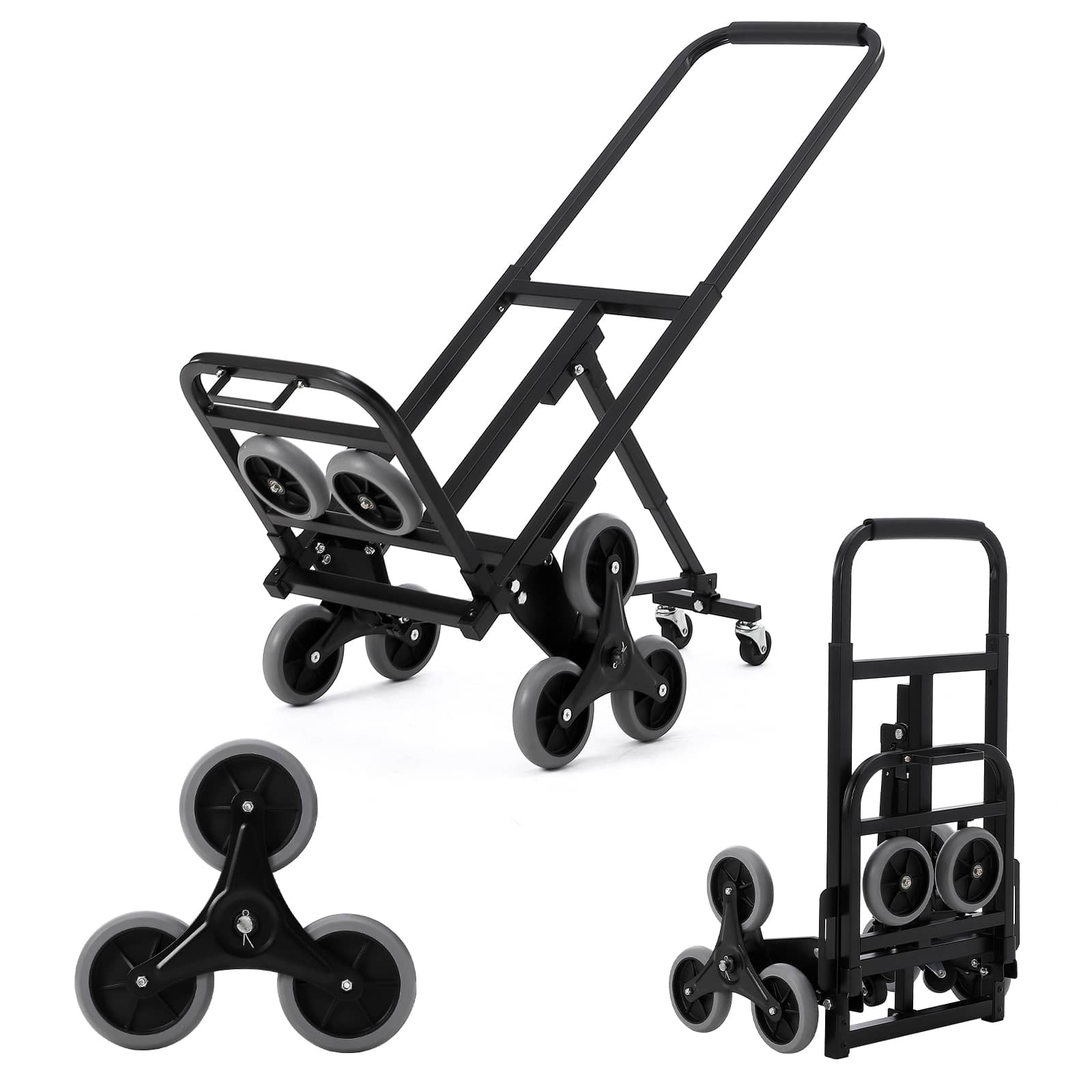 Qeetex Climber Hand Truck Dolly Stair Climbing Cart Folding Grocery Cart Dolly Cart Heavy Duty 330 LB Trolley Cart with Telescoping Handle and 10 Wheels for Moving Logistics Warehouse #JXNAG-PIS-00WEEP4F