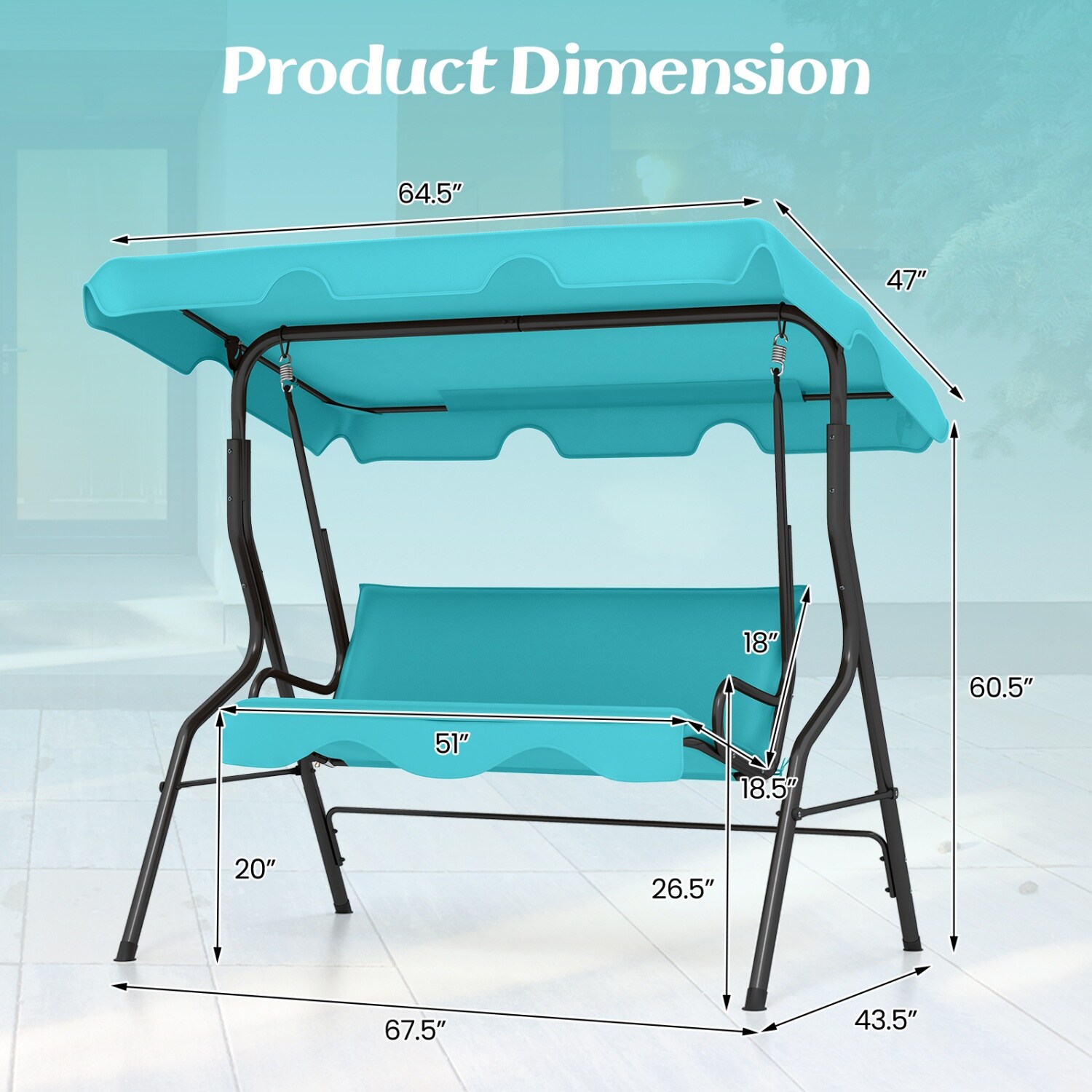 Costway CSHY005403 Replace-Porch-Swing-Glider-Tops - View #4