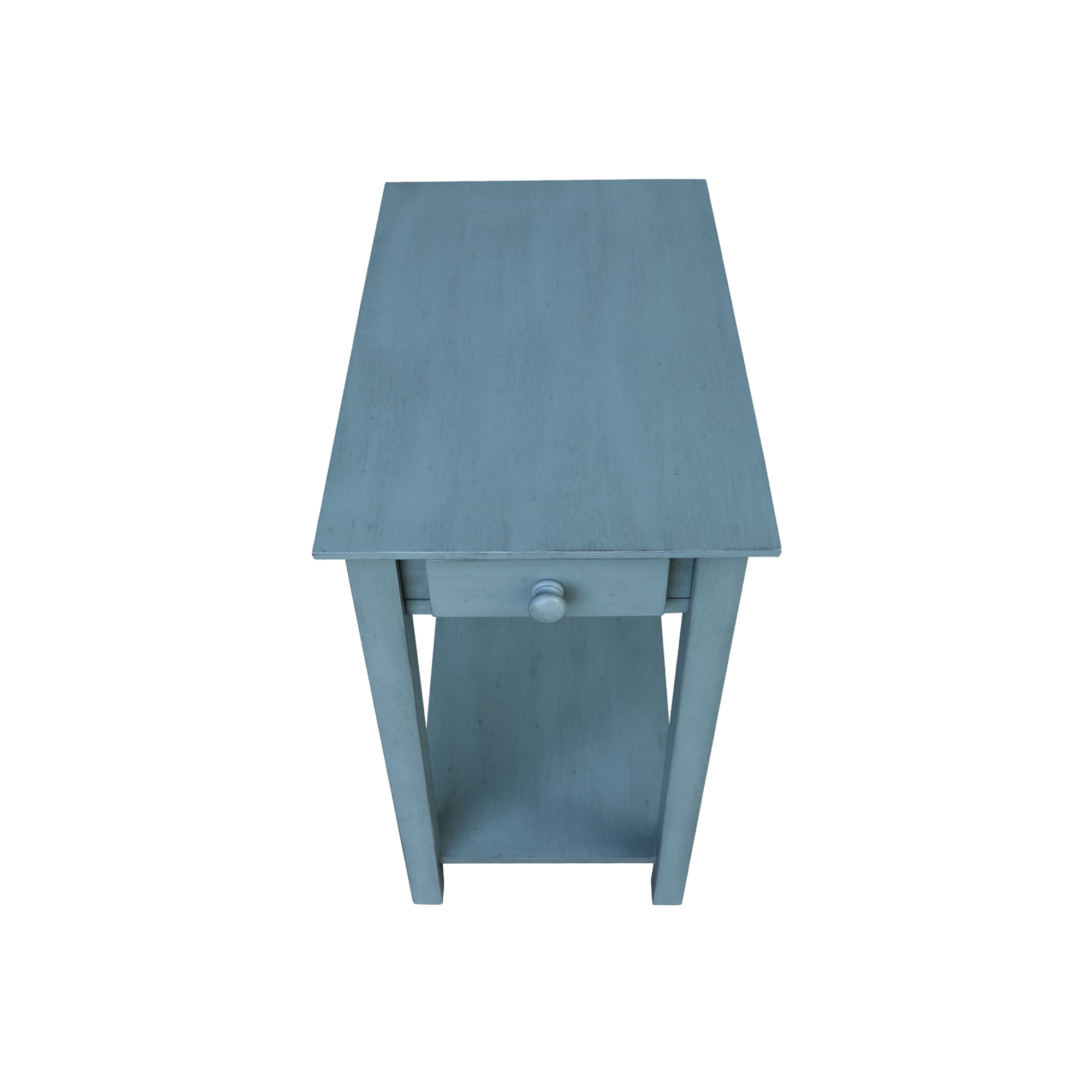 Ocean Blue Traditional Elegant Solid Parawood End Table with Storage